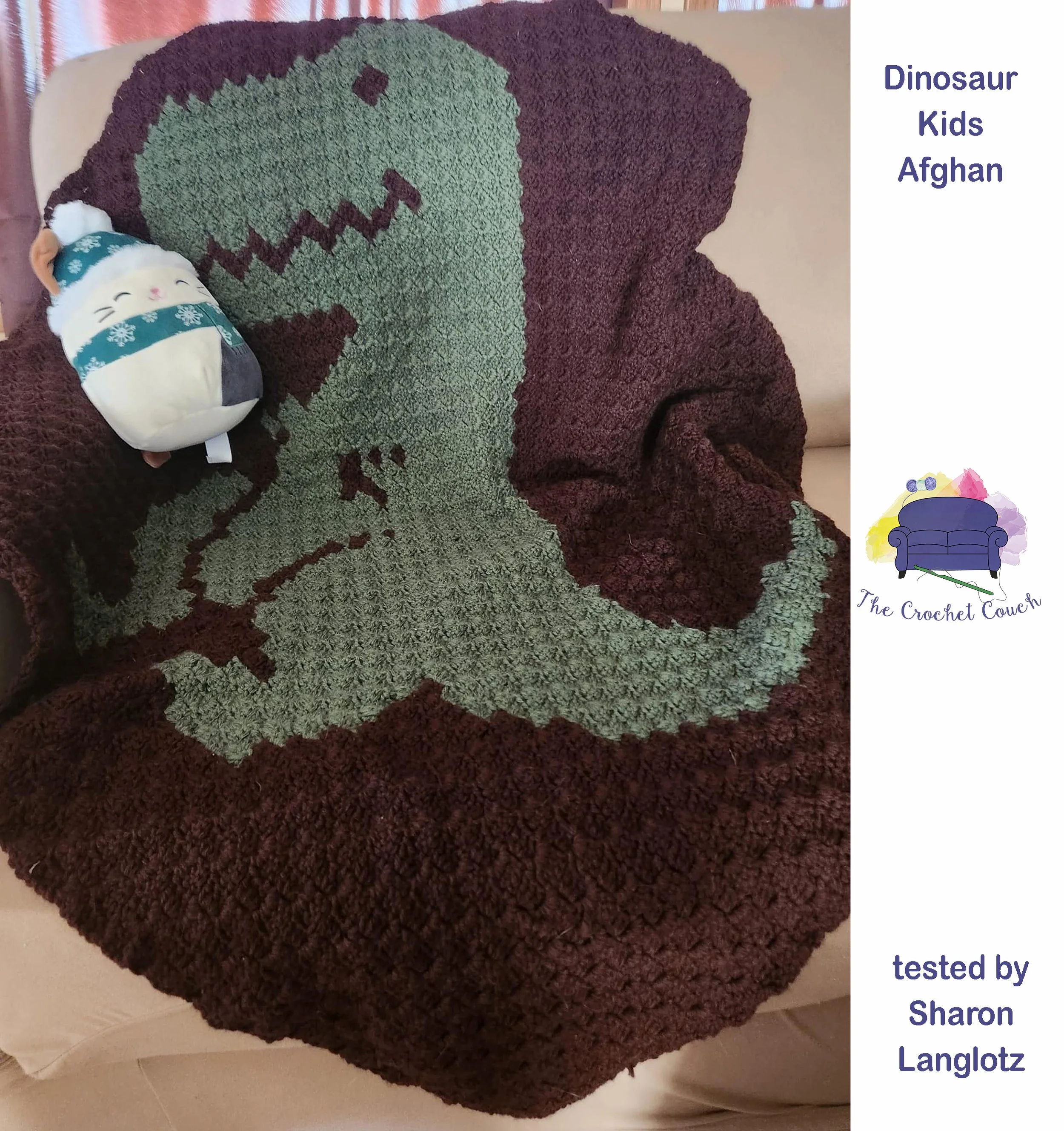 Dinosaur Kids Afghan, C2C Crochet Pattern