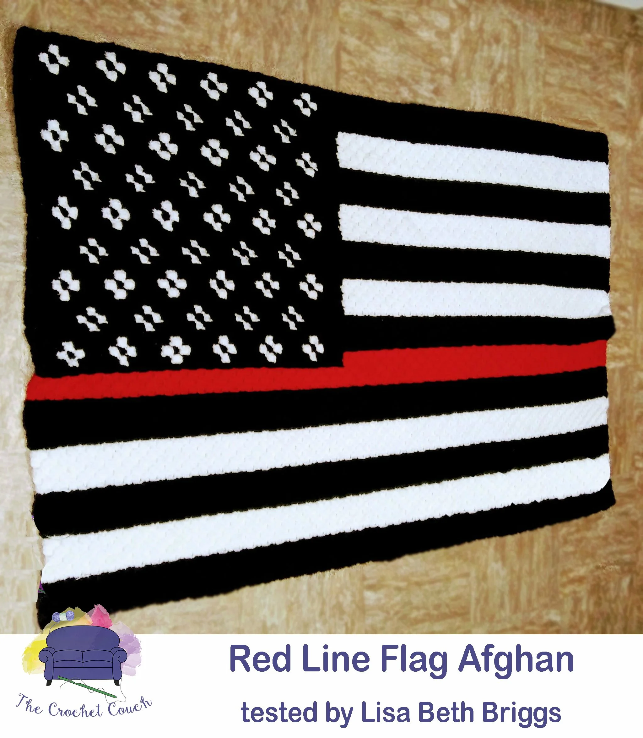 Red Line Flag Afghan, C2C Crochet Pattern