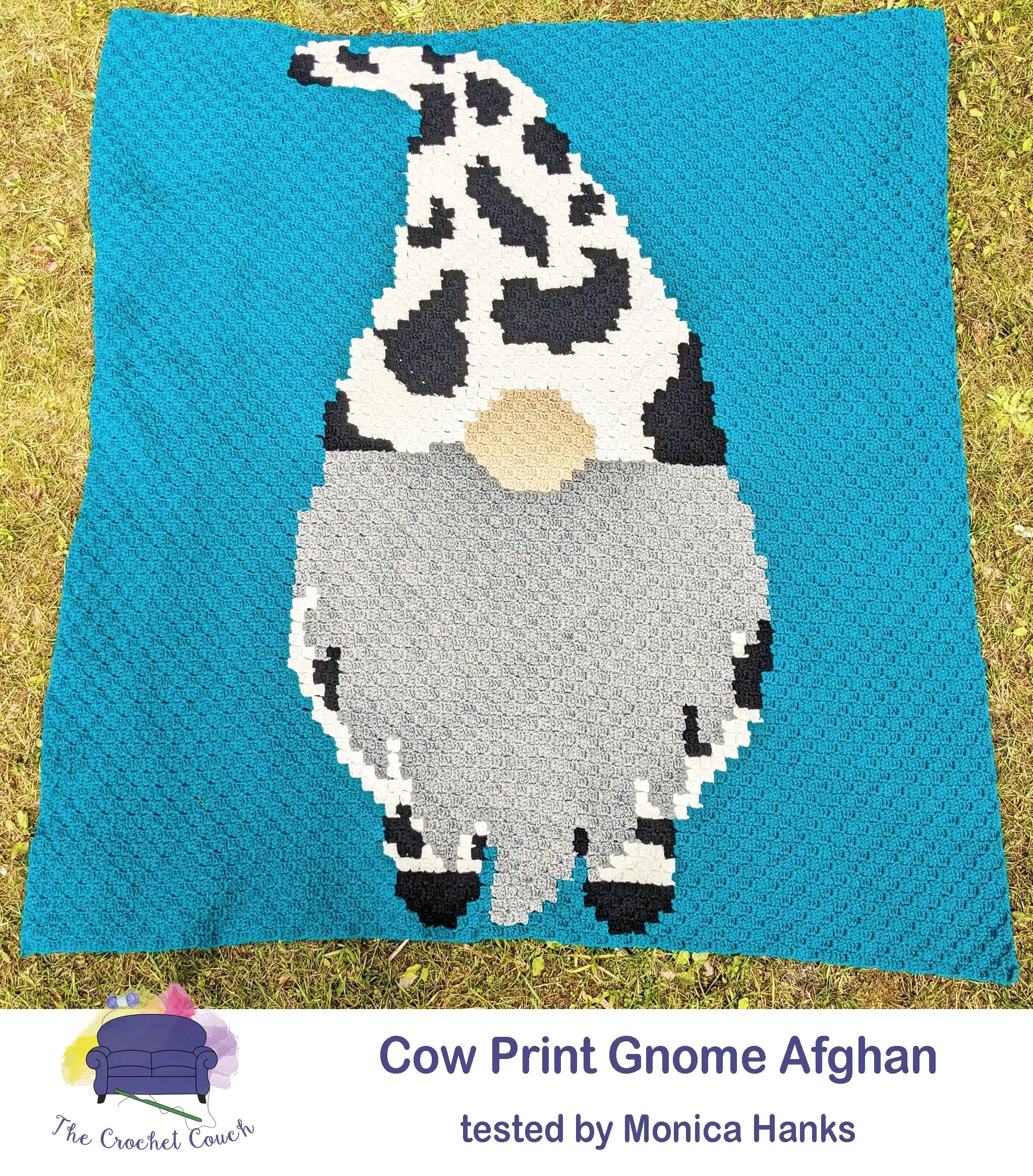 Cow Print Gnome Afghan, C2C Crochet Pattern
