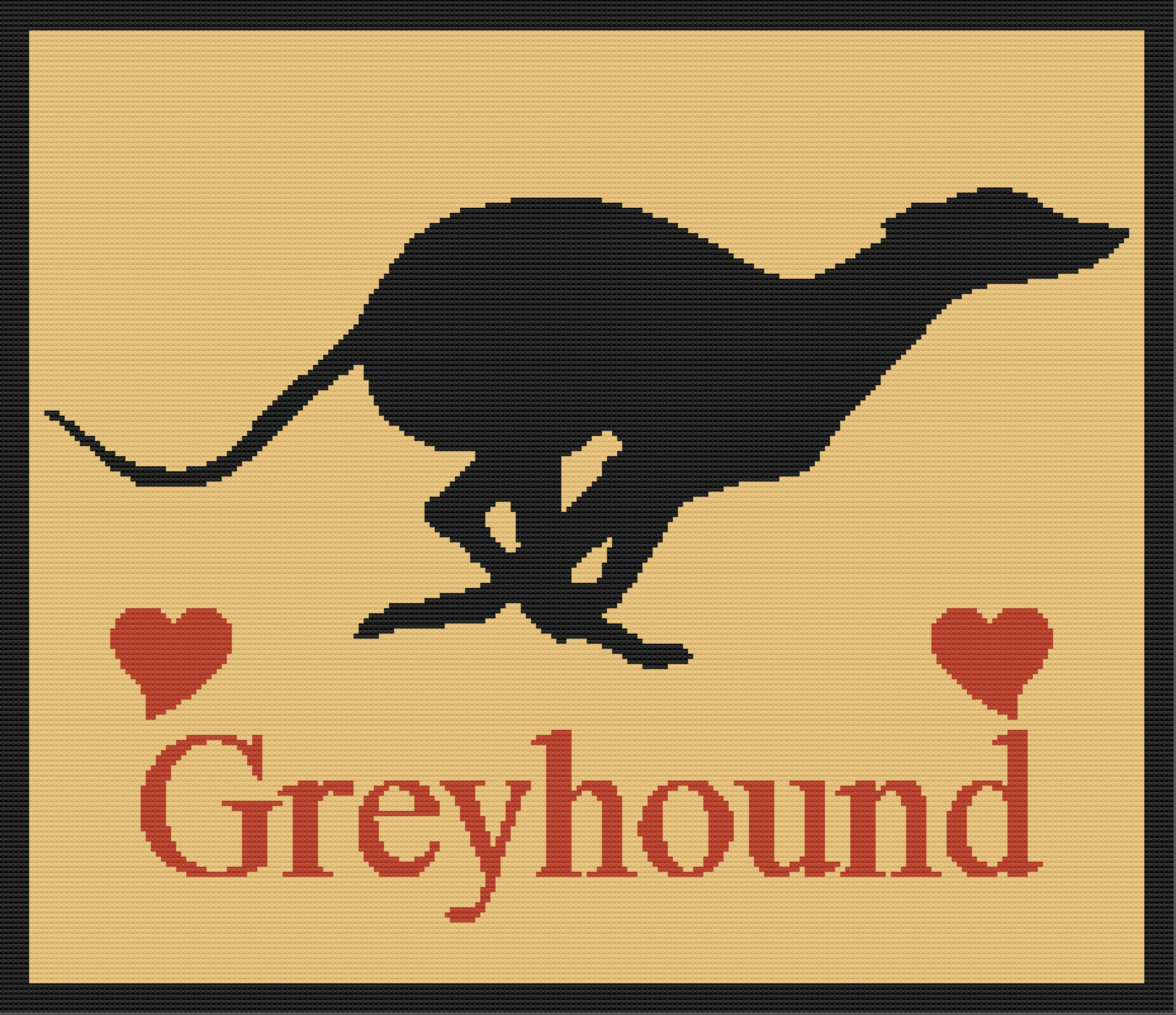 Greyhound Silhouette Afghan, SC or TSS Crochet Pattern