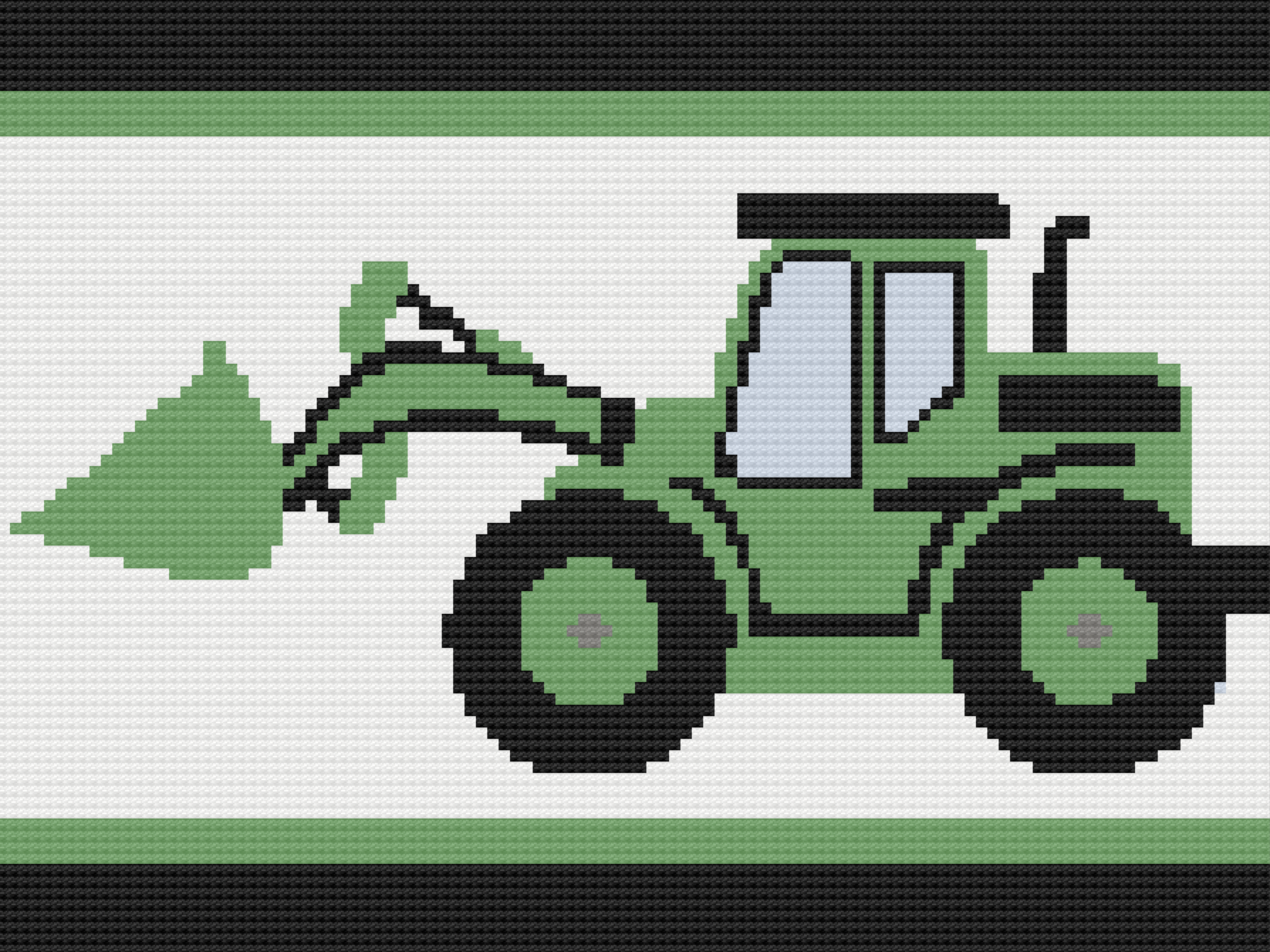 Green Bulldozer Twin Size Afghan, C2C Crochet Pattern