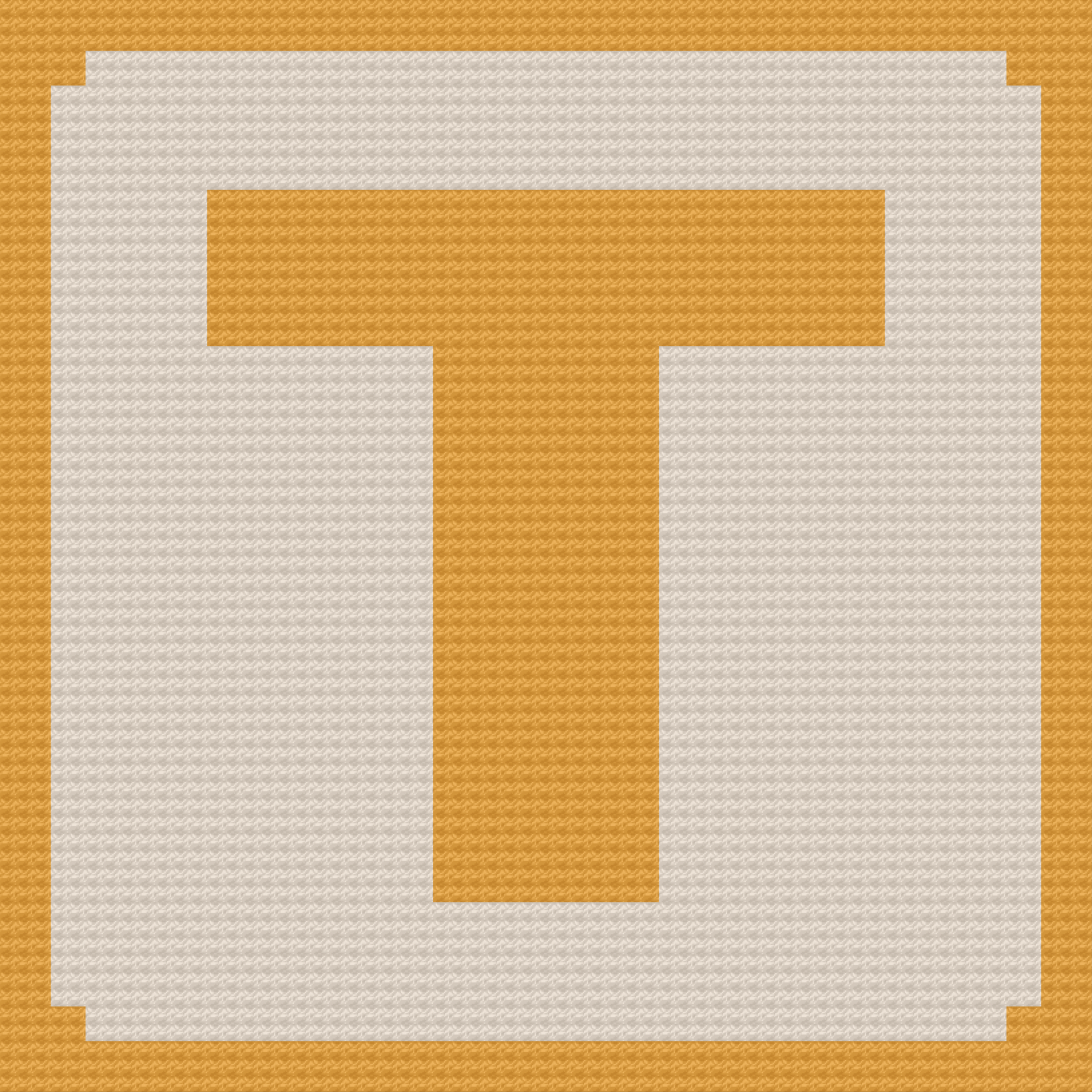 Graph image of Letter T Small Block Afghan.  This is a block letter T done in Linen and mustard, to show what the afghan will look like when crocheted.   - pattern from The Crochet Couch