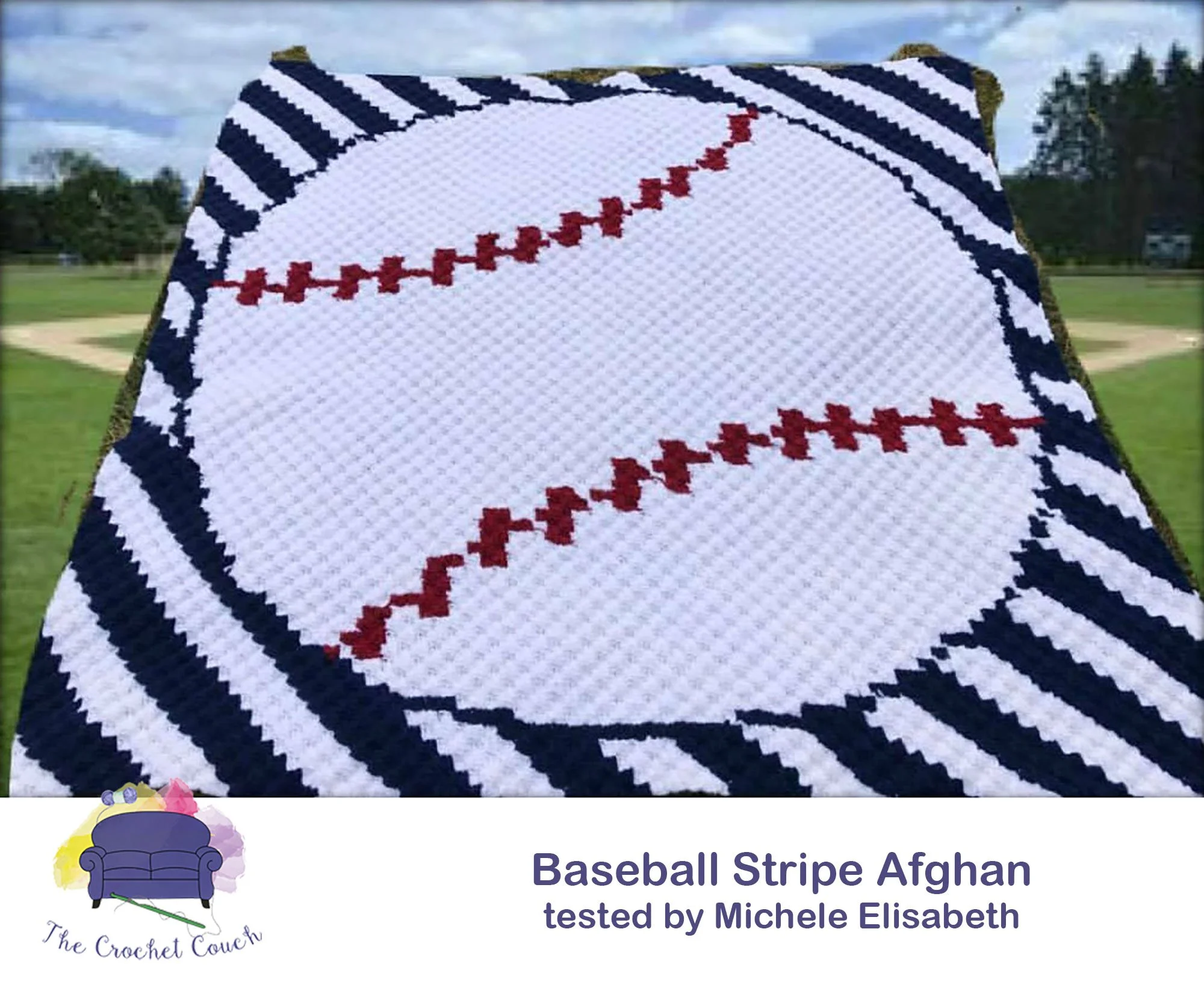 Baseball Stripe afghan crocheted using c2c by Michele Elisabeth.