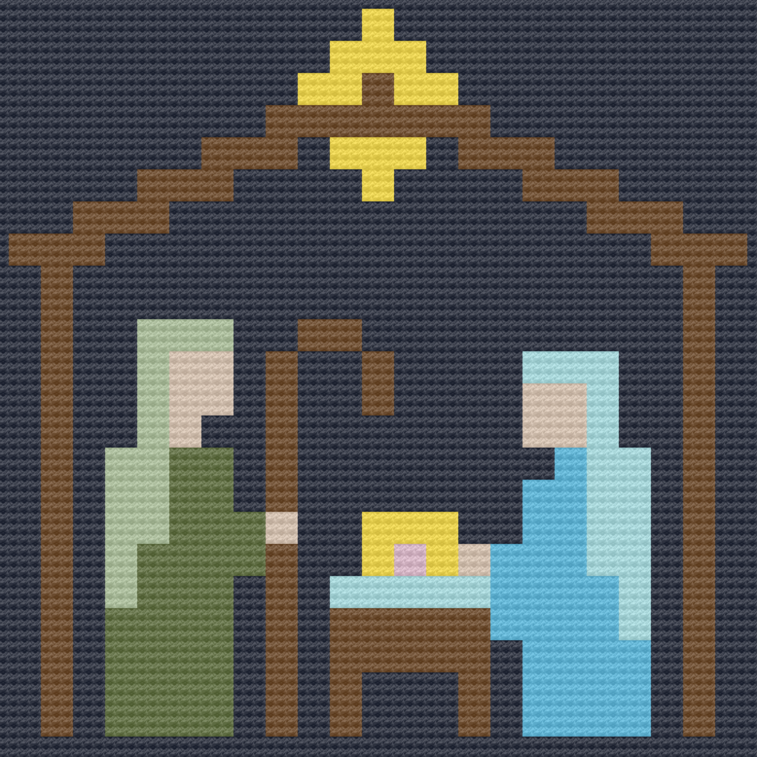 Nativity Pixel Afghan, C2C Crochet Pattern