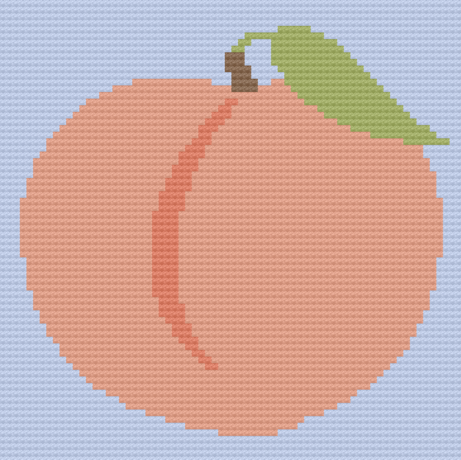 Simulated peach afghan with blue background for c2c crochet pattern
