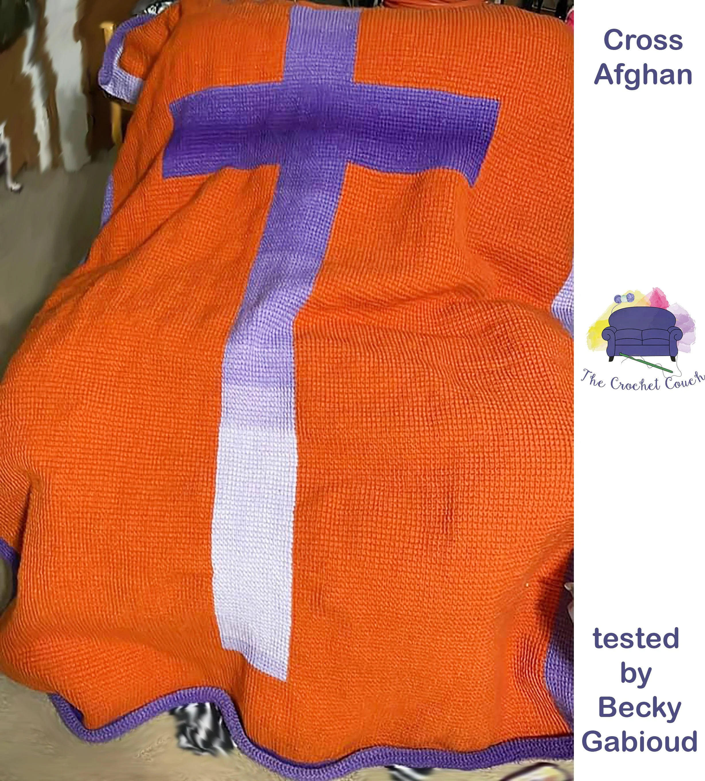 Cross Afghan, SC or TSS Crochet Pattern