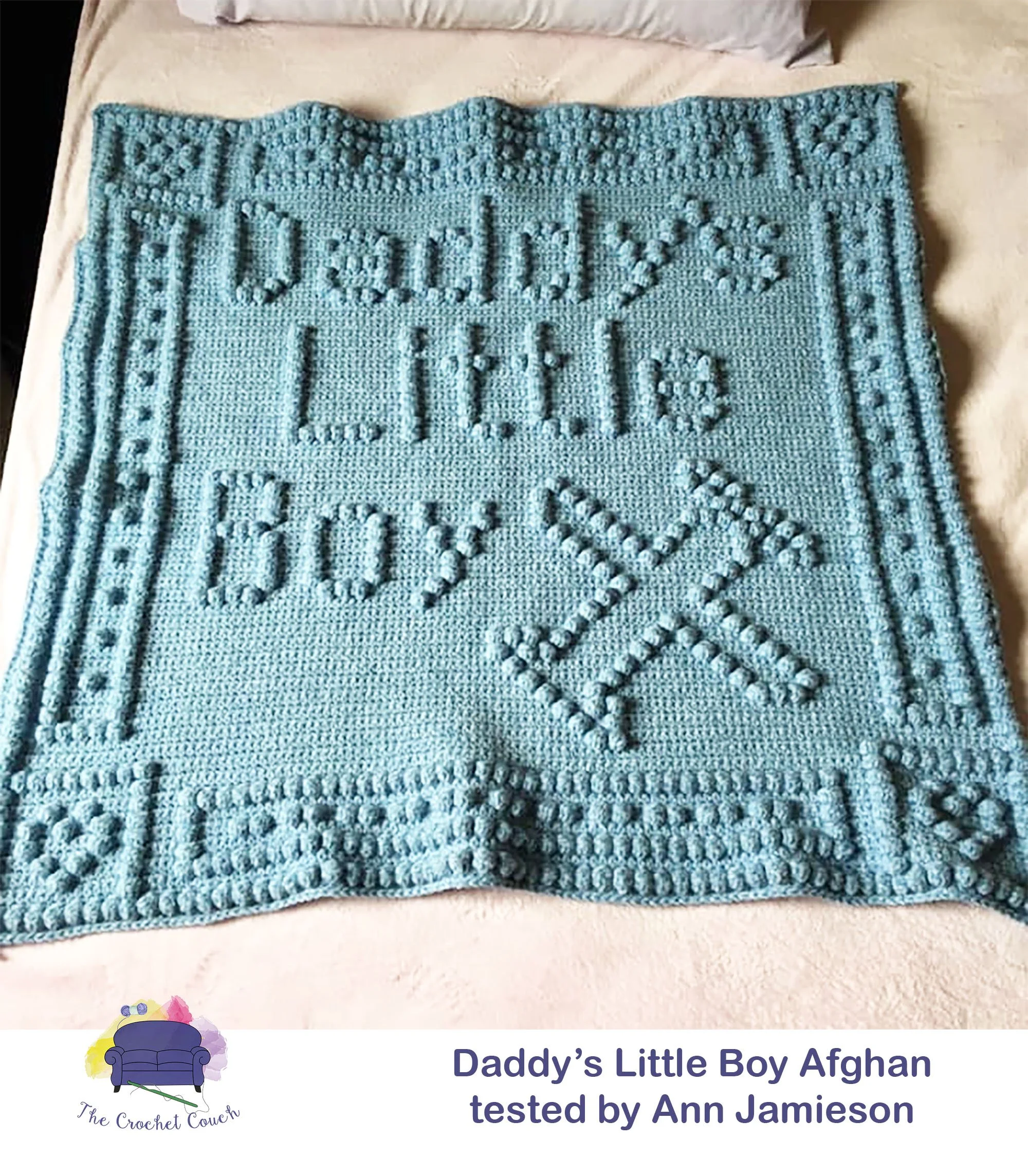Daddy's Little Boy Afghan, Bobble Stitch Crochet Pattern