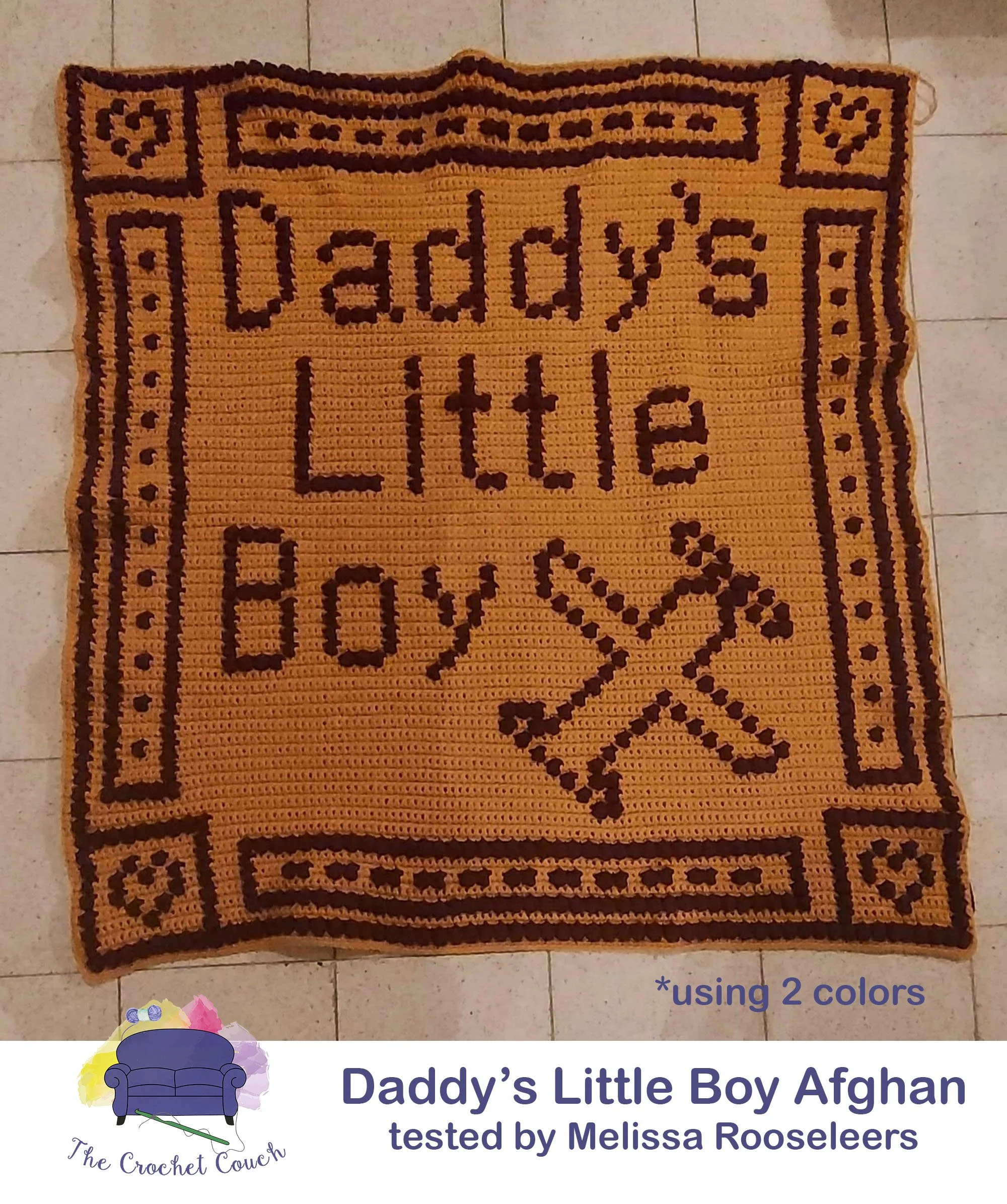 Daddy's Little Boy Afghan, Bobble Stitch Crochet Pattern