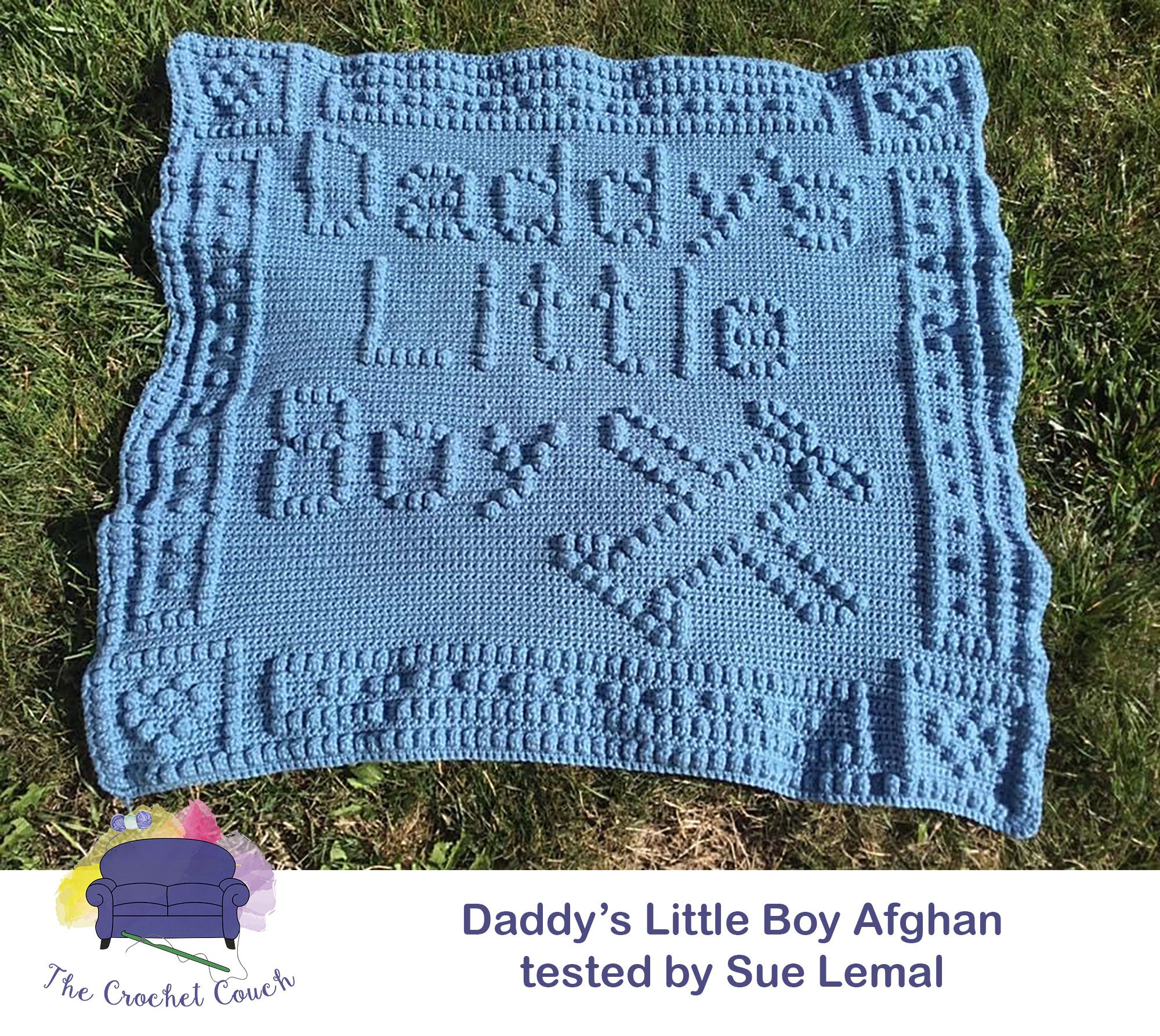 Daddy's Little Boy Afghan, Bobble Stitch Crochet Pattern