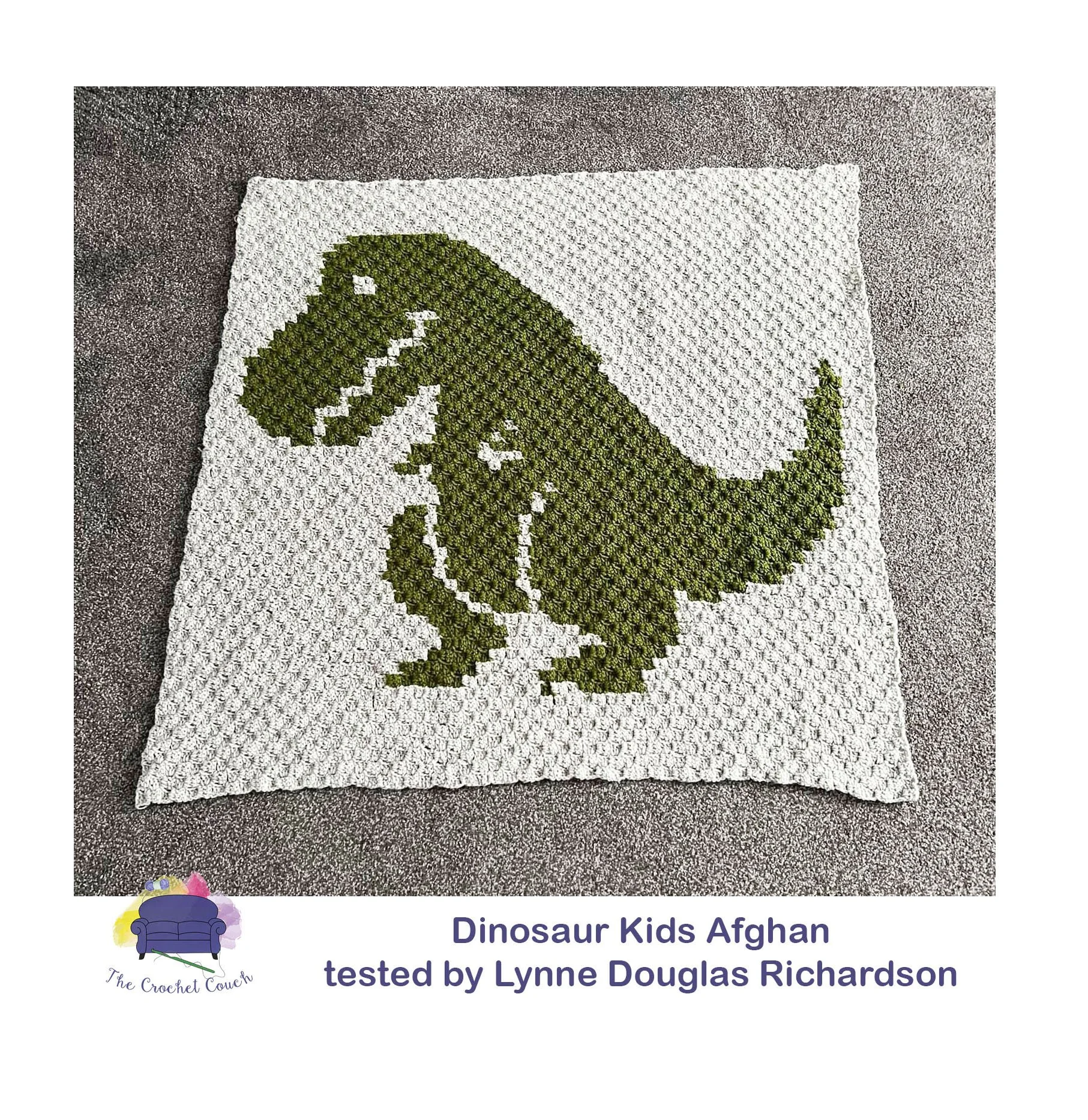 Dinosaur Kids Afghan, C2C Crochet Pattern