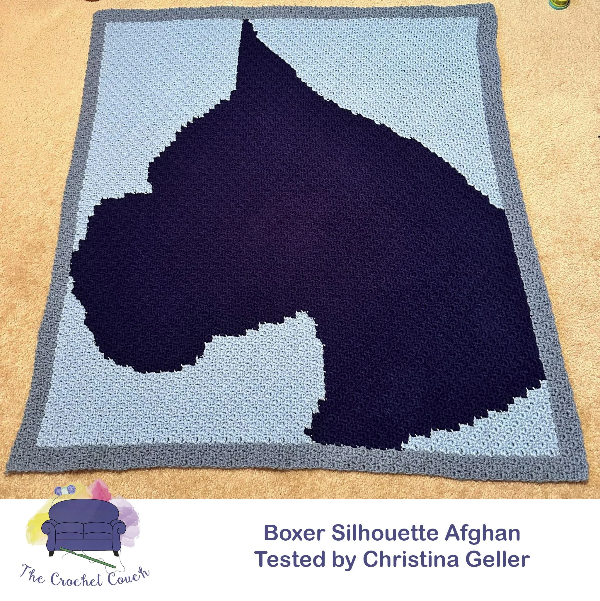 Boxer Silhouette Afghan, C2C Crochet Pattern