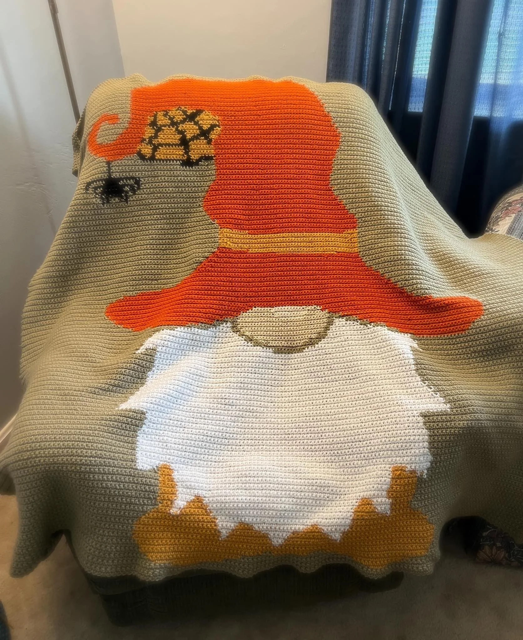 Halloween Gnome Afghan, SC or TSS Crochet Pattern