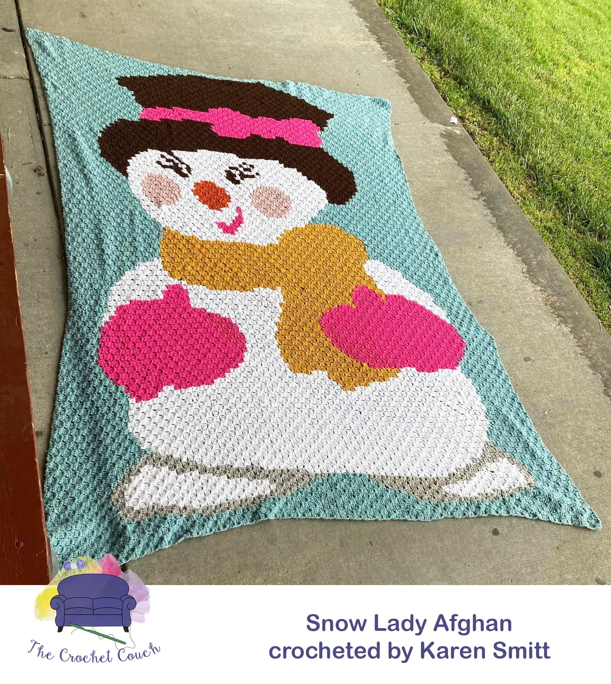 Snow Woman Twin Afghan, C2C Crochet Pattern
