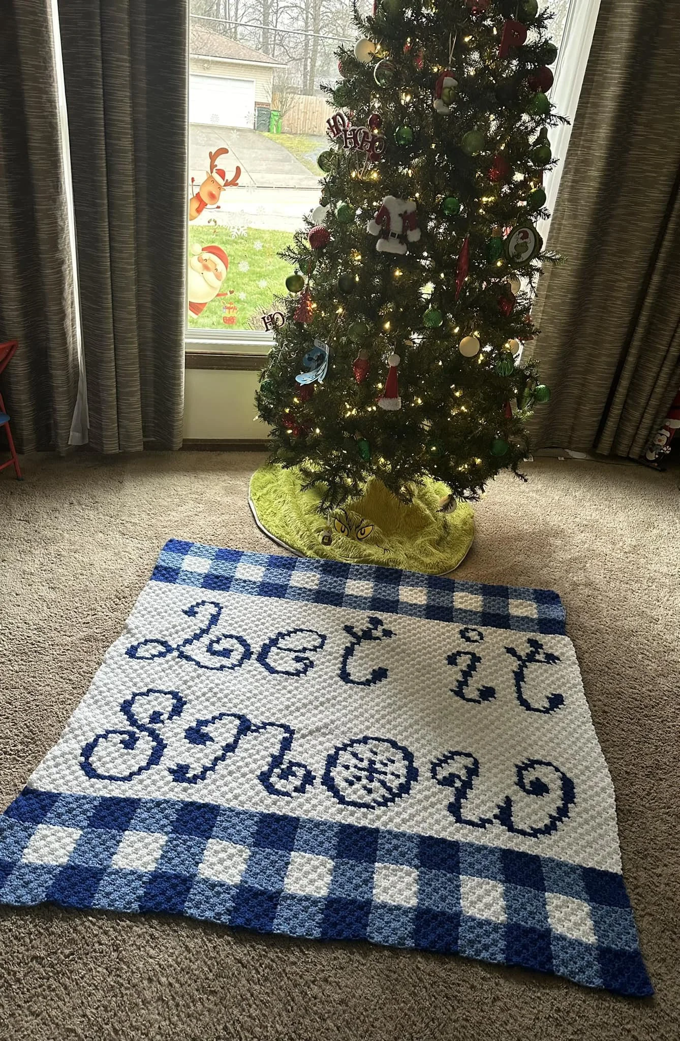 Let It Snow Plaid Afghan, C2C Crochet Pattern - New
