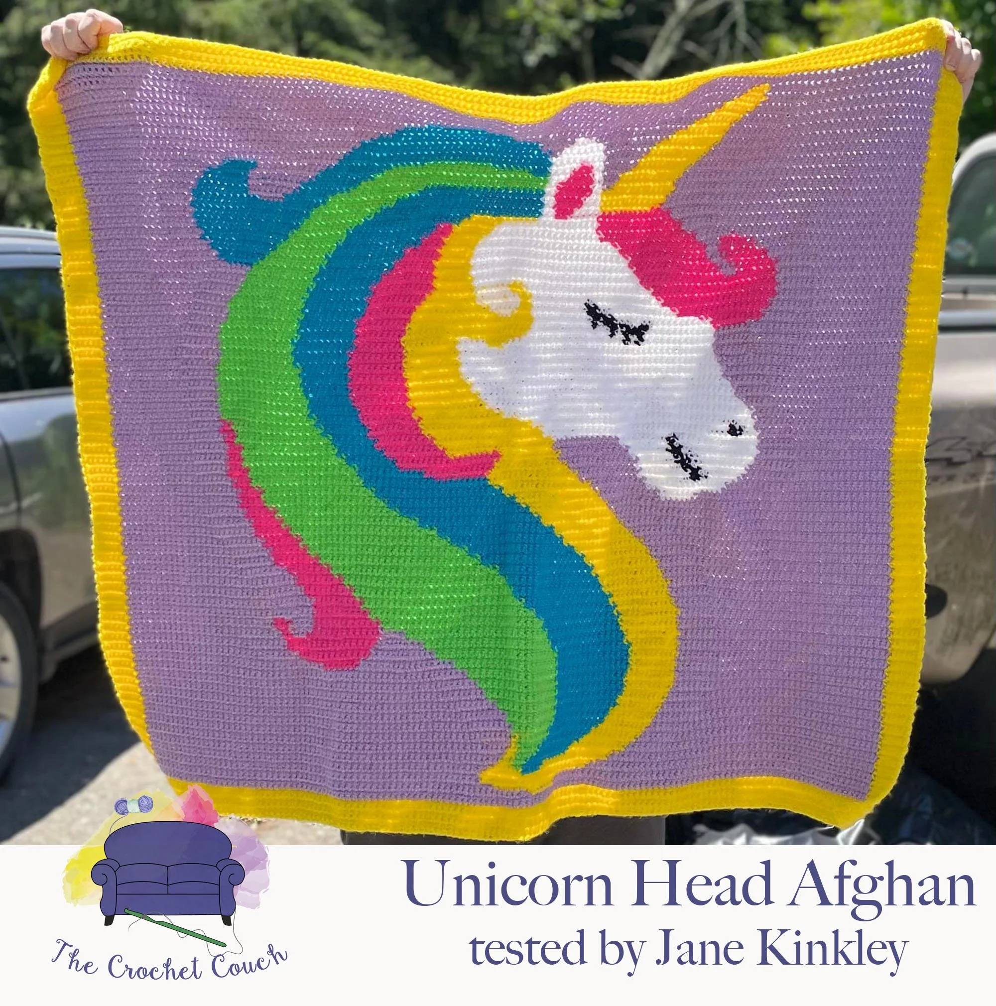Unicorn Head Children's Afghan, SC or TSS Crochet Pattern