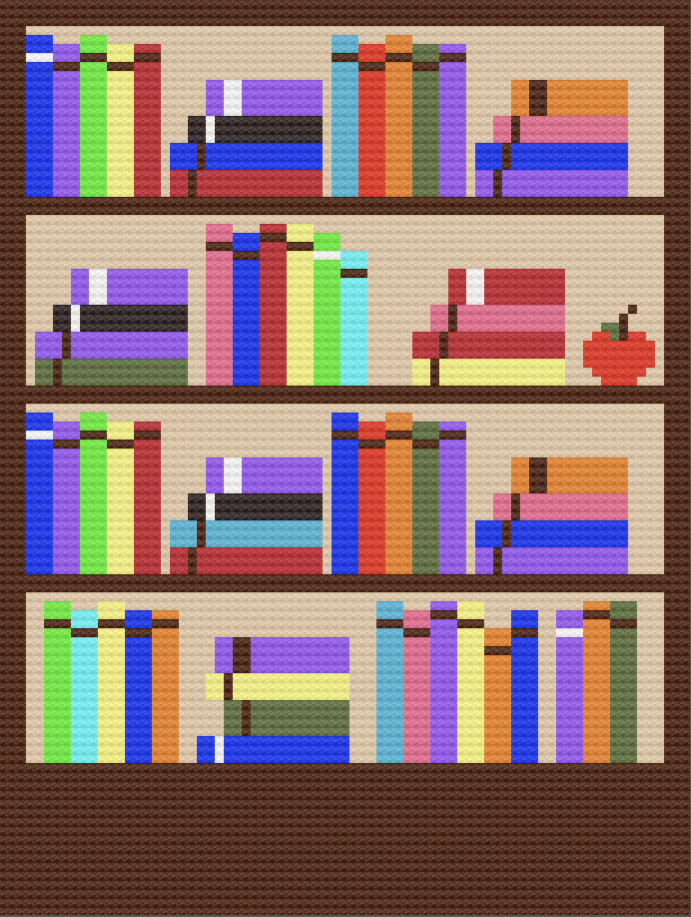 Bookcase Larger Afghan, C2C Crochet Pattern