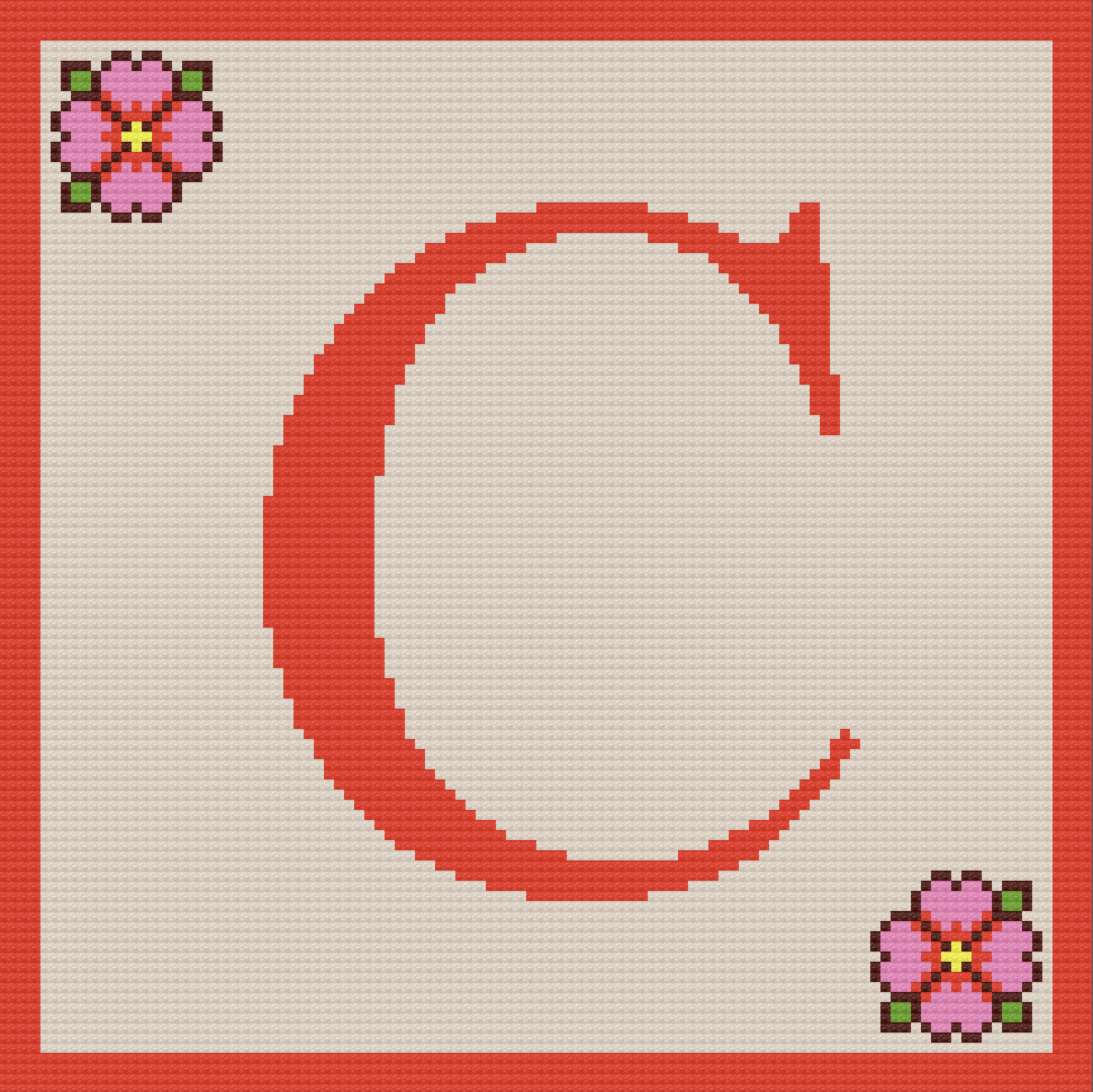 Letter C Flower Afghan, C2C Crochet Pattern