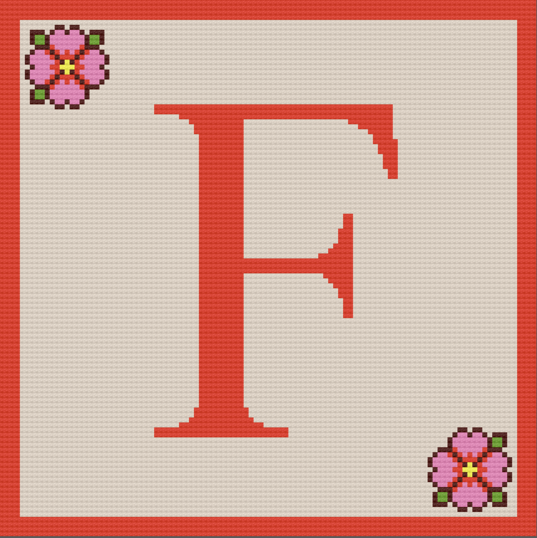 Letter F Flower Afghan, C2C Crochet Pattern