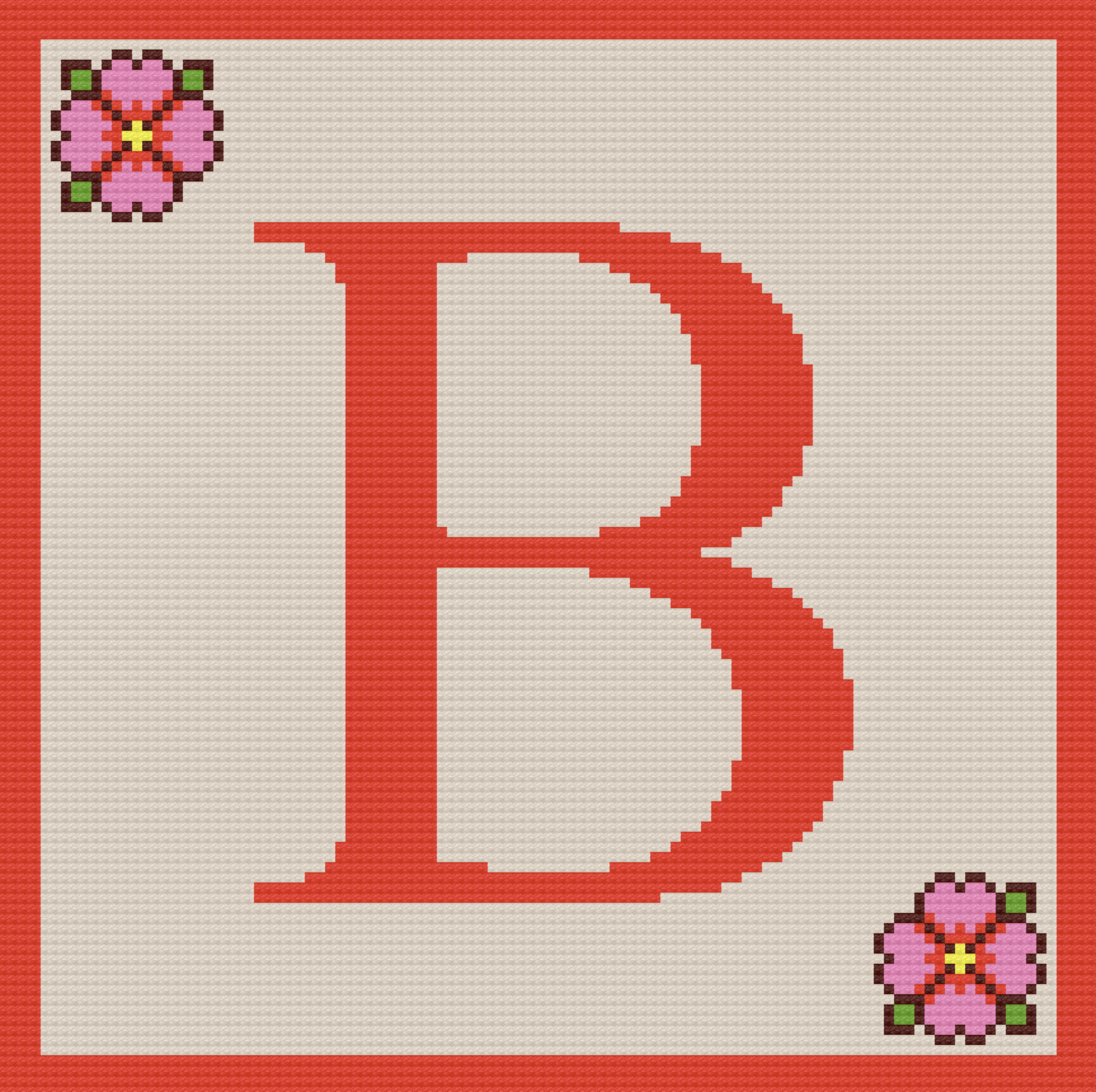 Letter B Flower Afghan, C2C Crochet Pattern
