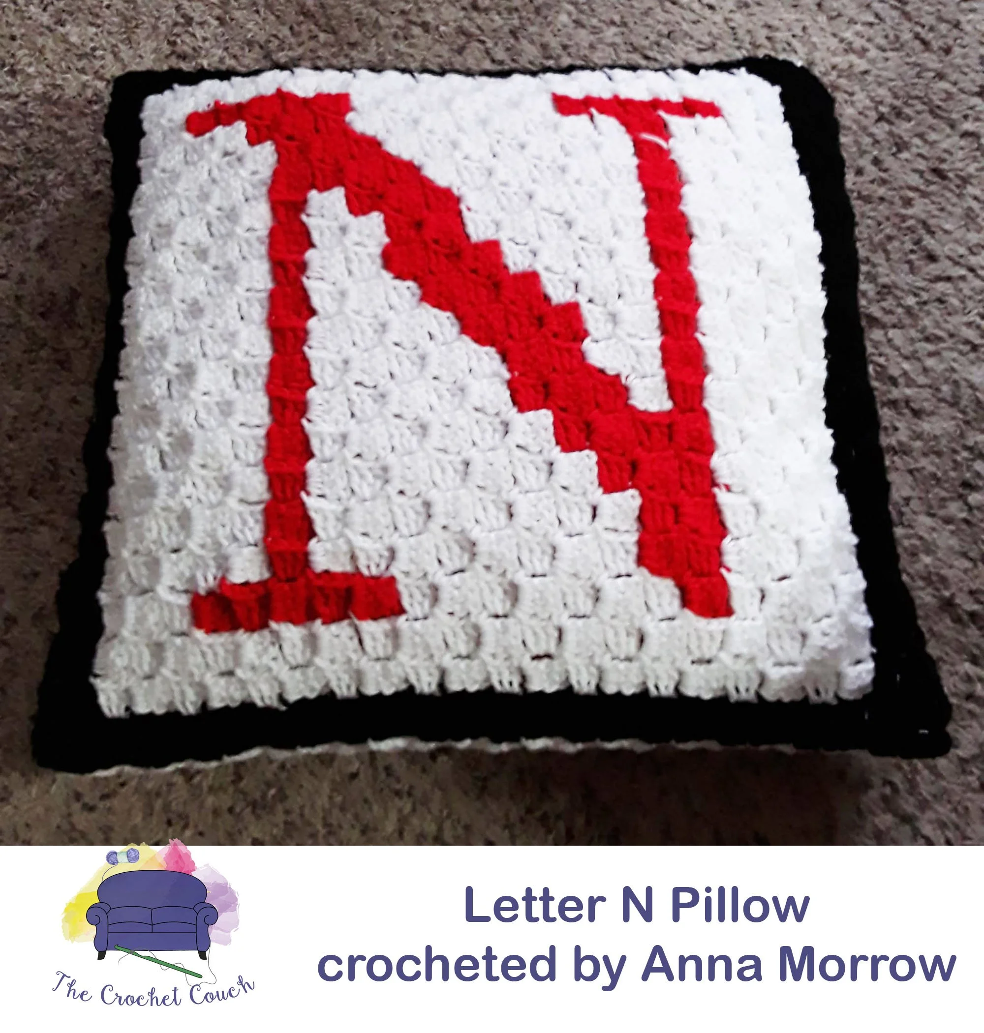 Letter N Pillow, C2C Crochet Pattern