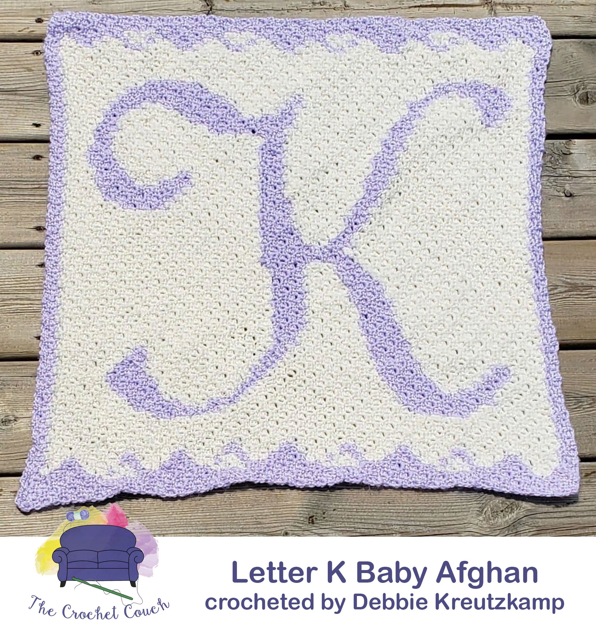 Letter K Baby Afghan, C2C Crochet Pattern