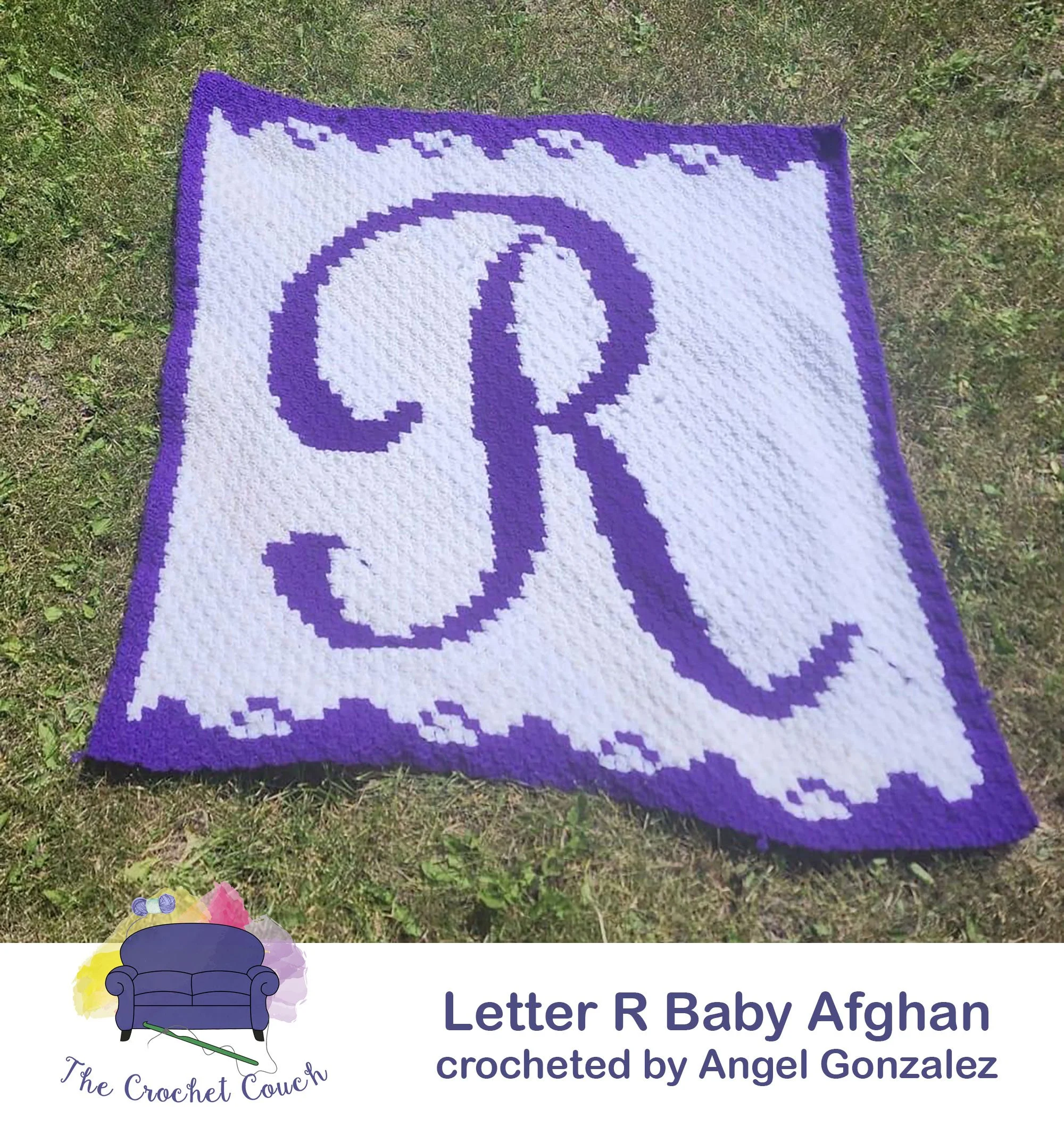 Letter R Baby Afghan, C2C Crochet Pattern