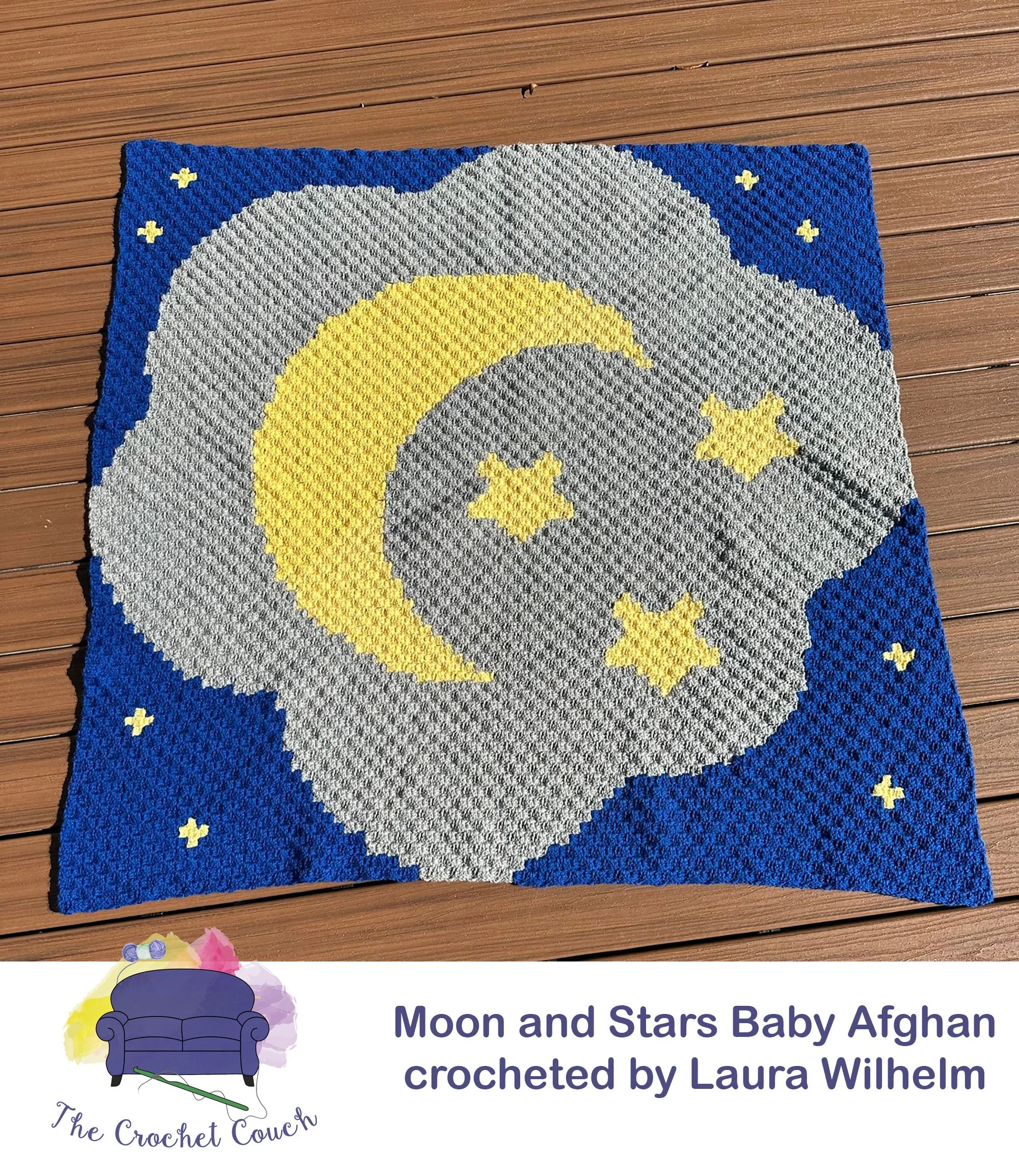 Moon and Stars Afghan, C2C Crochet Pattern