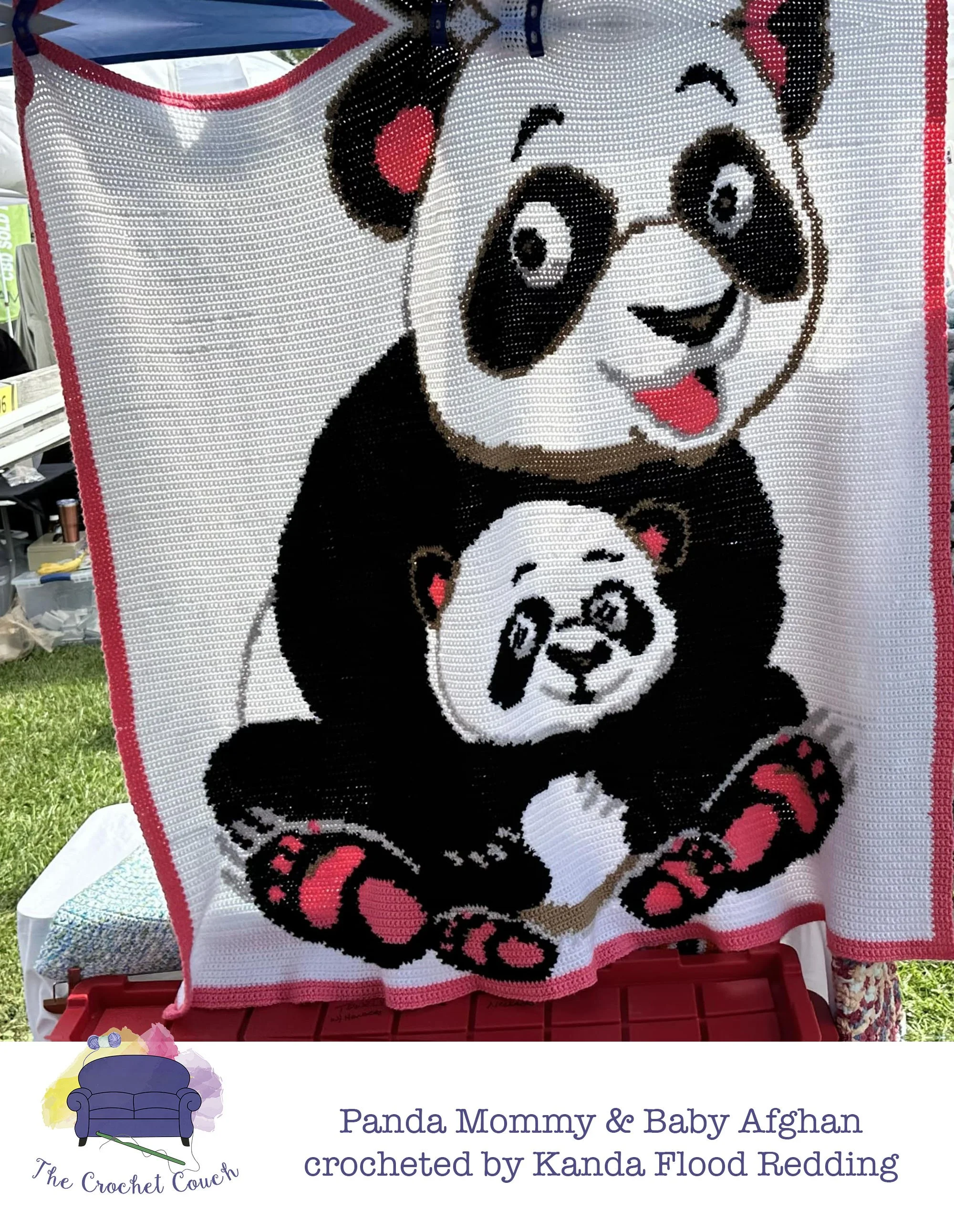 Panda Mommy and Baby Afghan, SC or TSS Crochet Pattern