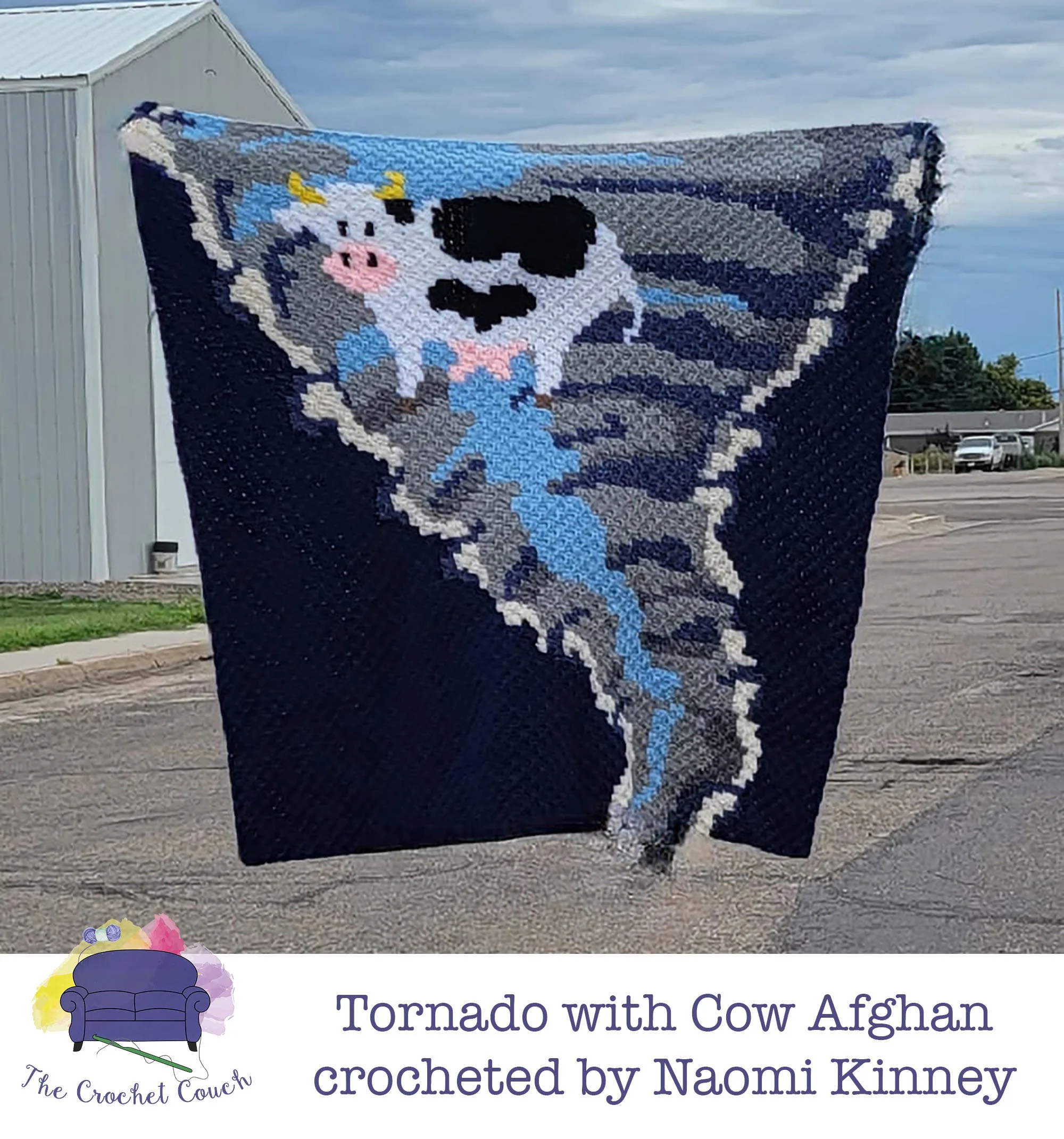 Tornado with Cow Afghan, C2C Crochet Pattern