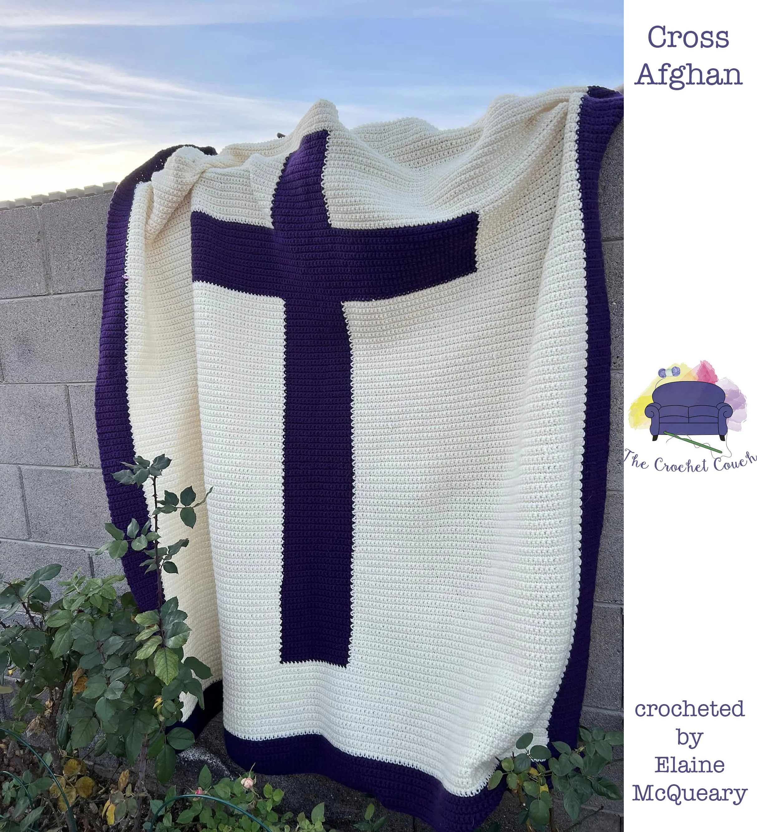 Cross Afghan, SC or TSS Crochet Pattern