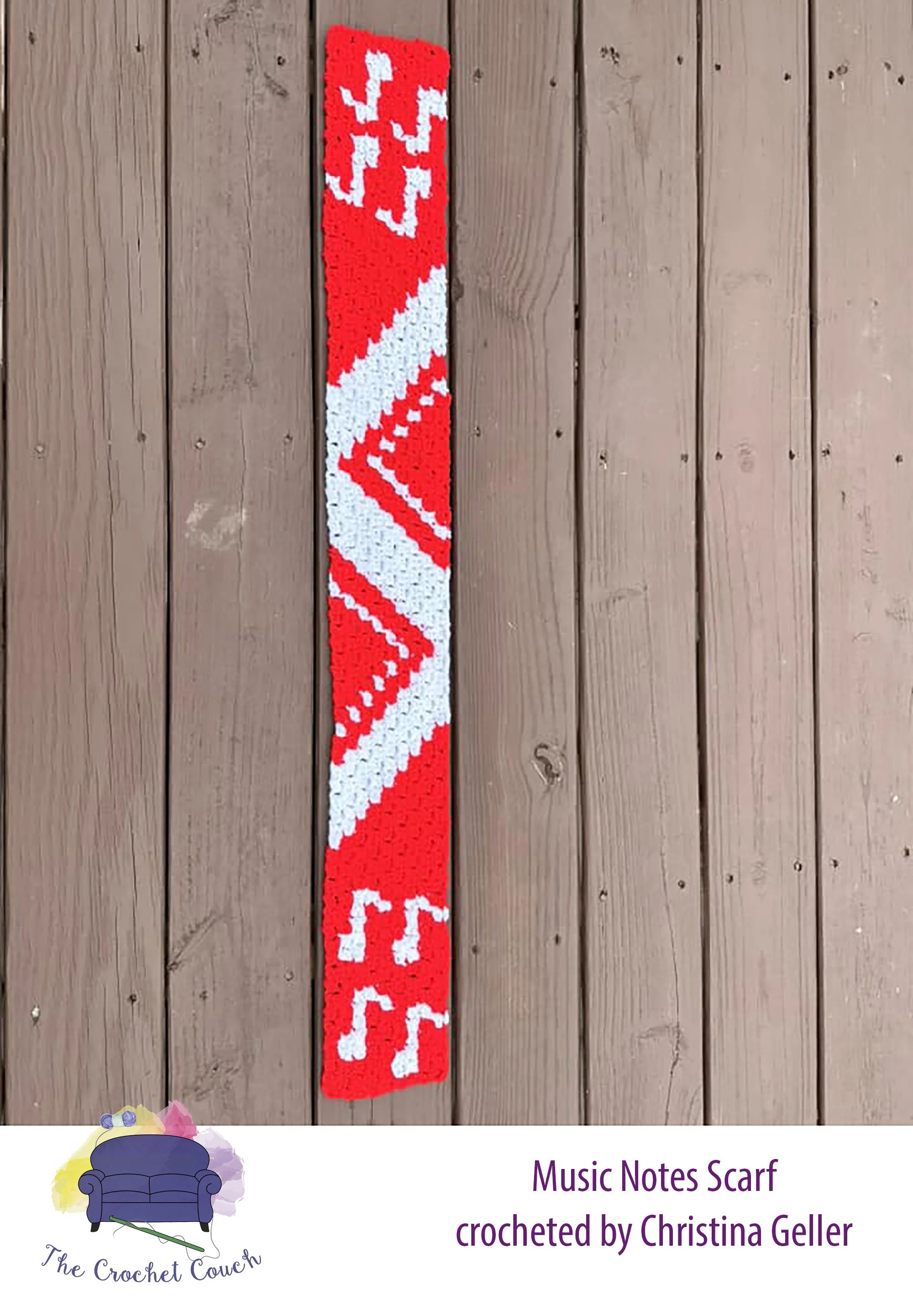 Musical Notes Scarf, C2C Crochet Pattern