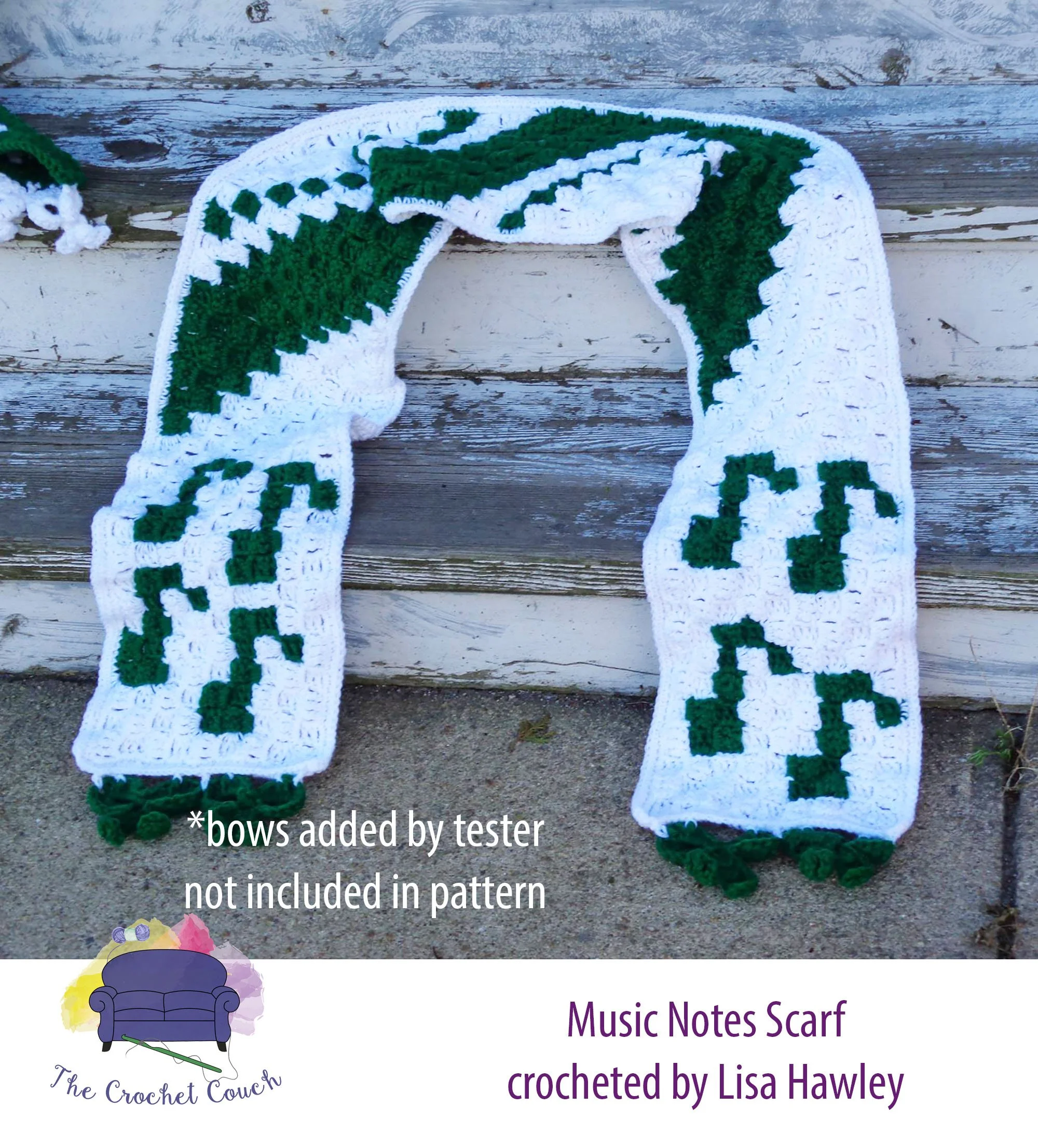 Musical Notes Scarf, C2C Crochet Pattern