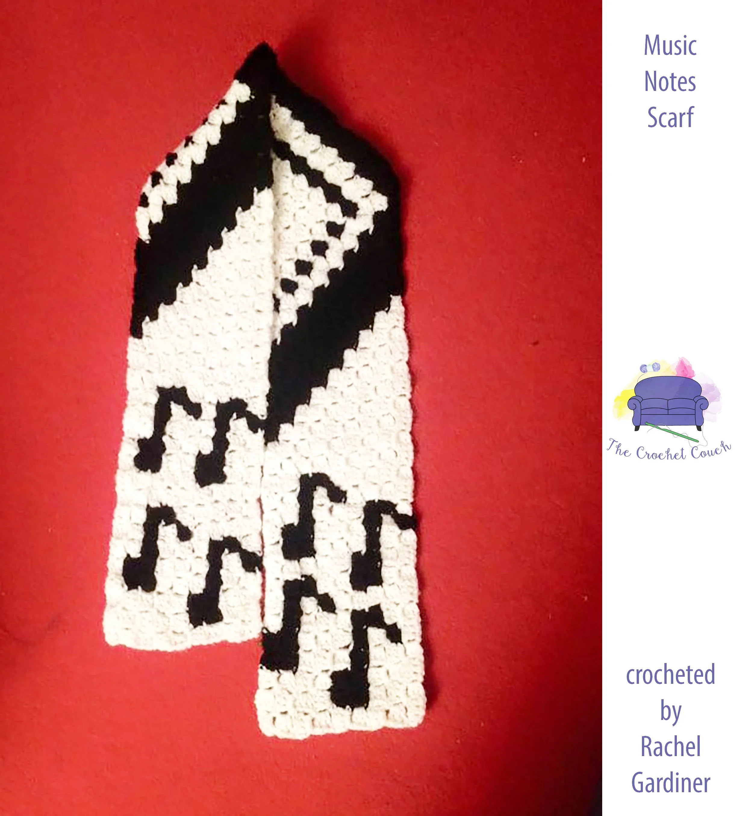 Musical Notes Scarf, C2C Crochet Pattern