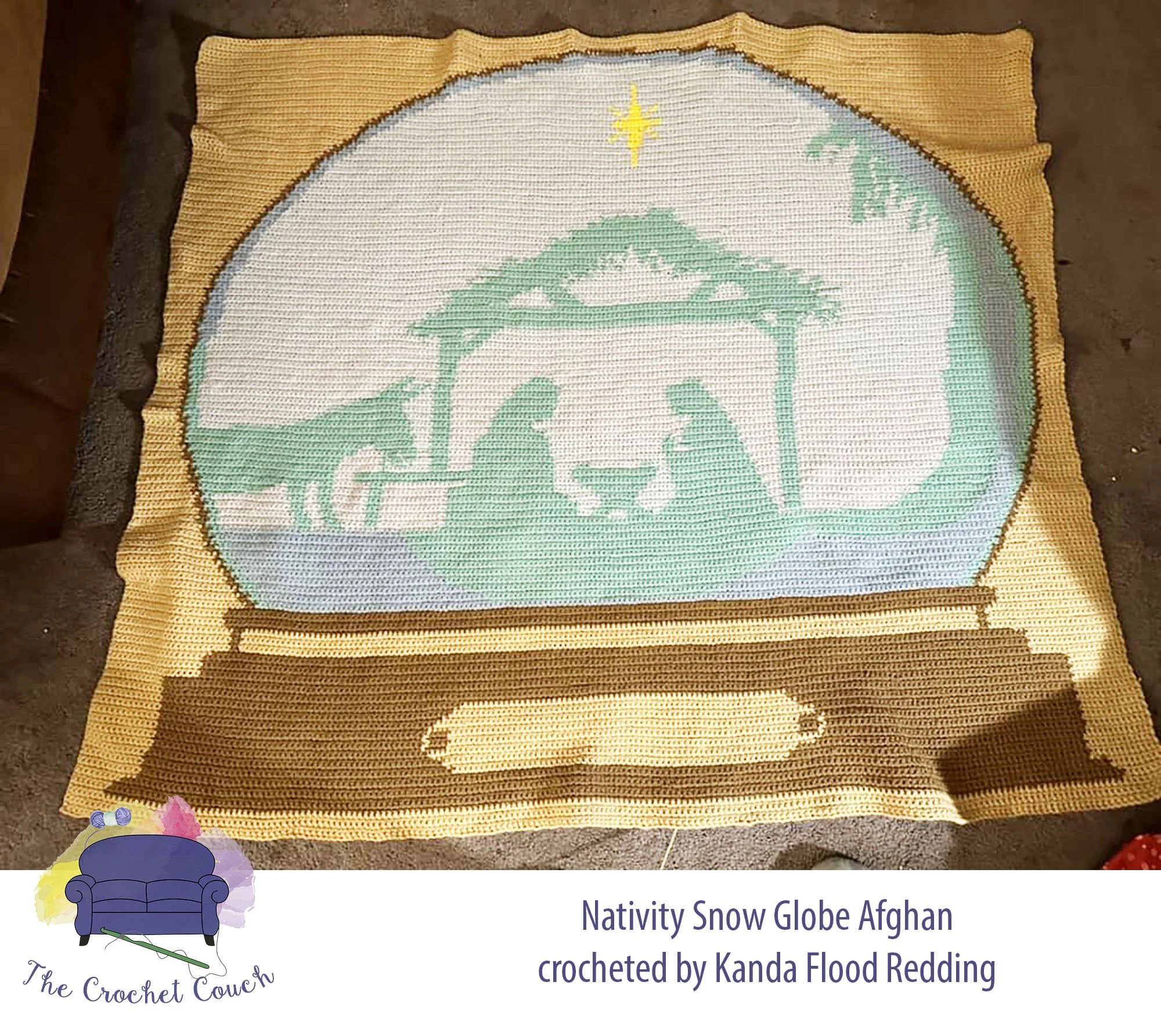 Nativity Snow Globe Afghan, SC or TSS Crochet Pattern