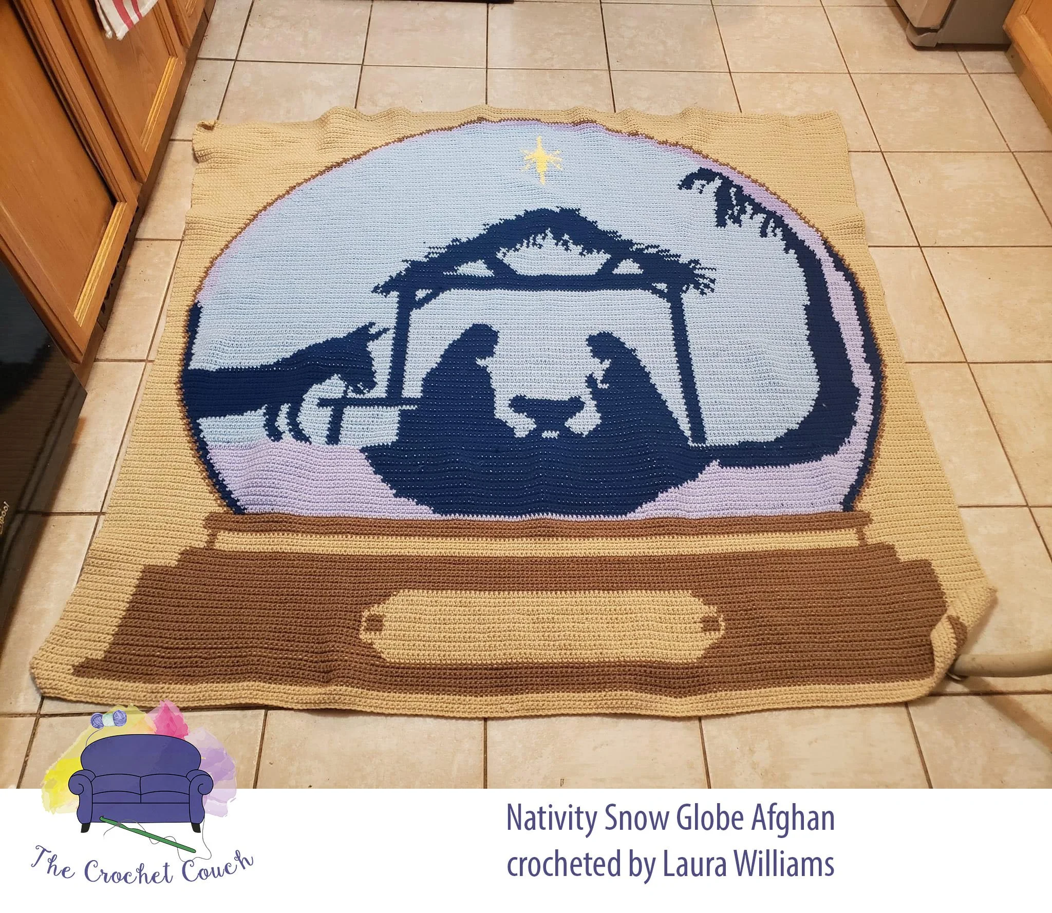 Nativity Snow Globe Afghan, SC or TSS Crochet Pattern