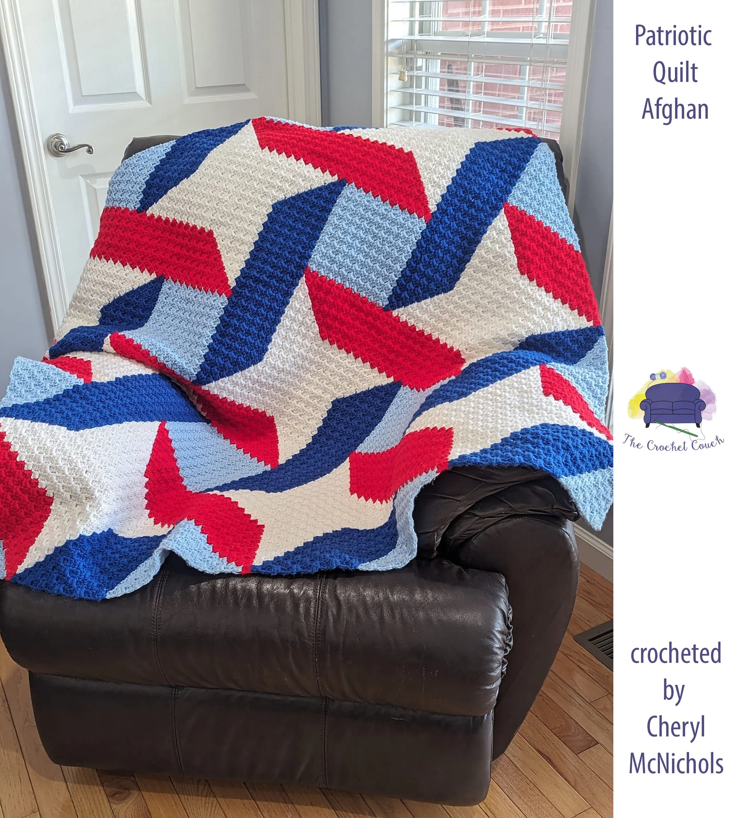 Patriotic Quilt Afghan, C2C Crochet Pattern