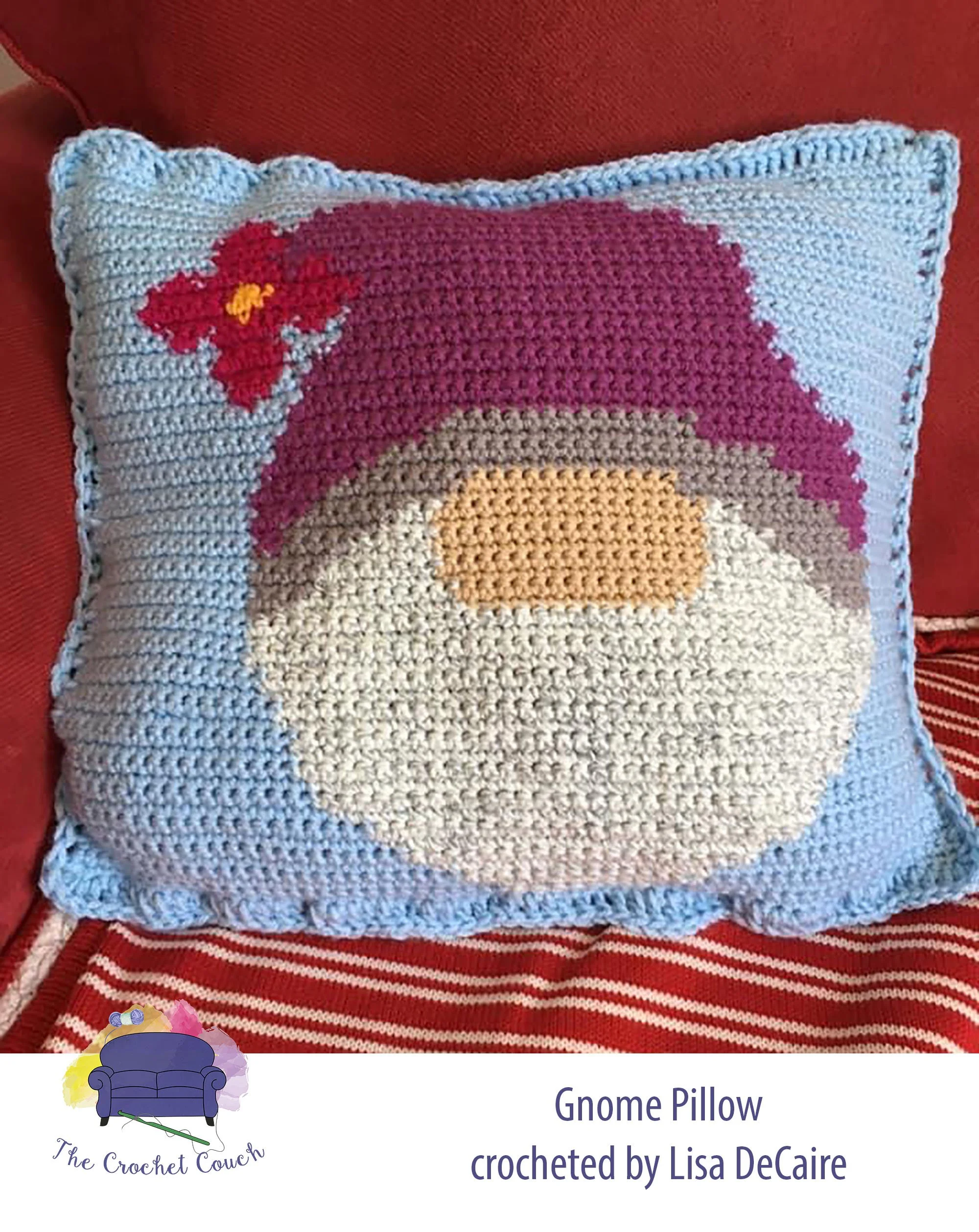 Gnome Pillow, SC or TSS Crochet Pattern