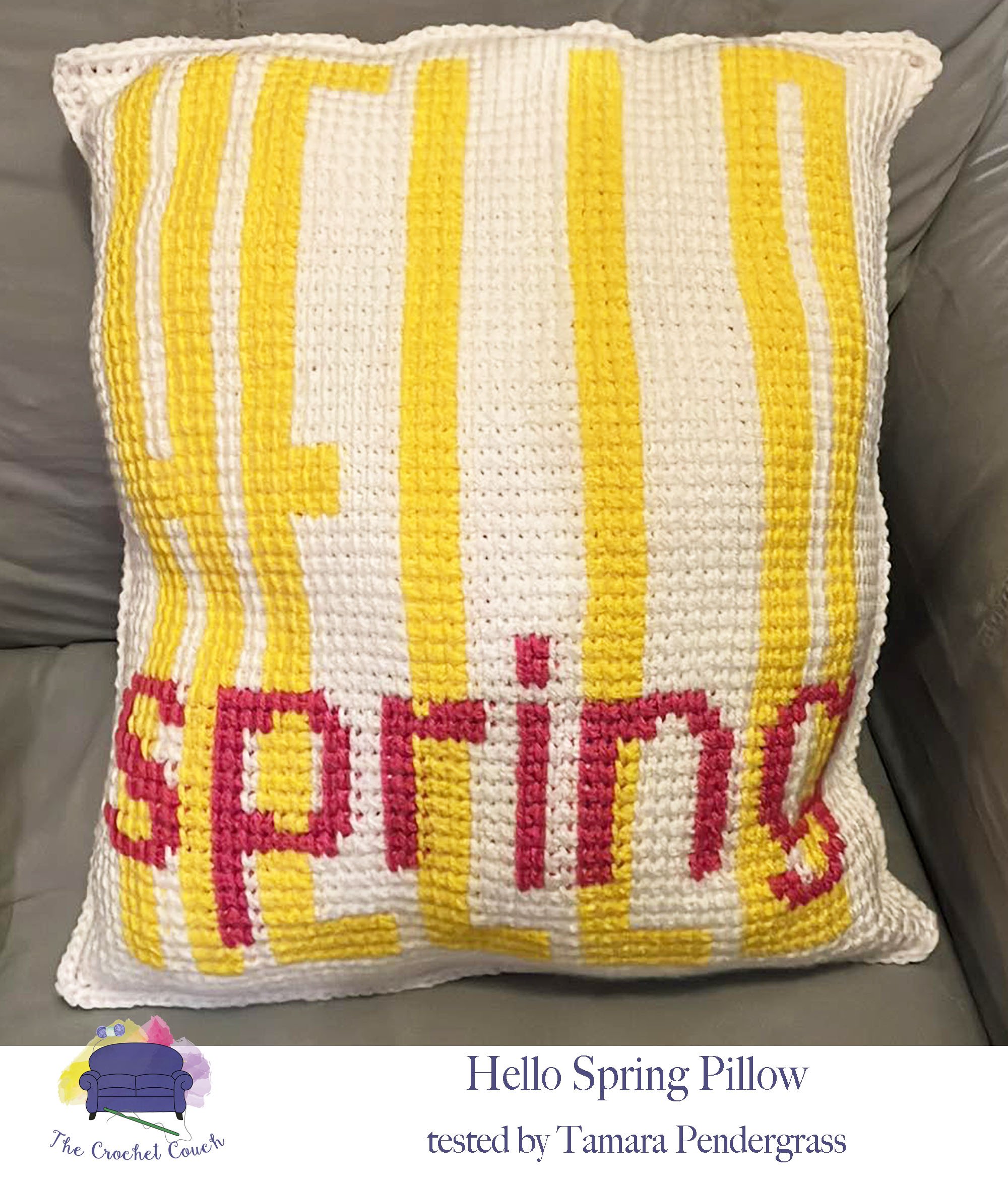 Hello Spring Pillow, SC or TSS Crochet Pattern