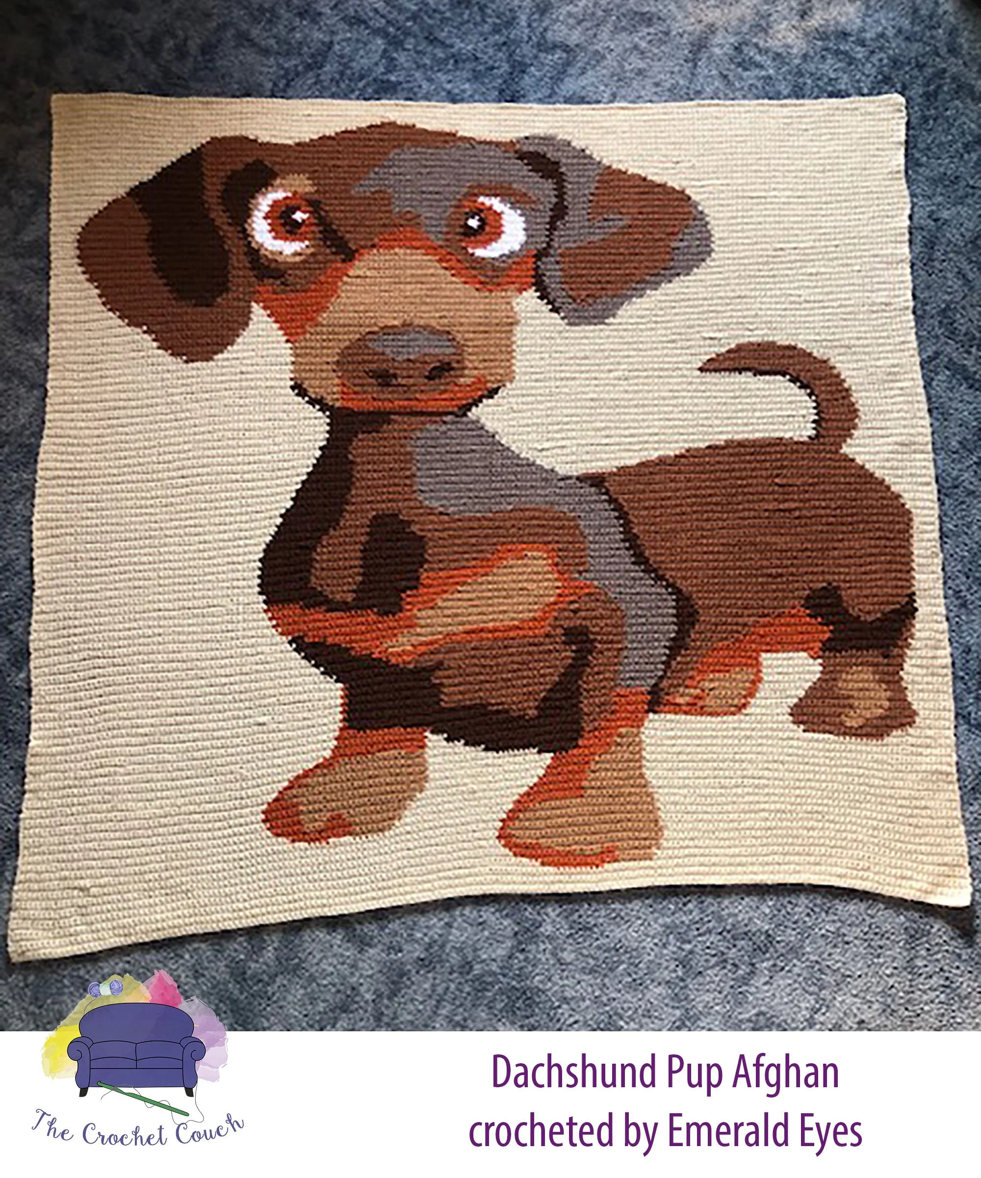 Dachshund Pup Afghan, SC or TSS Crochet Pattern