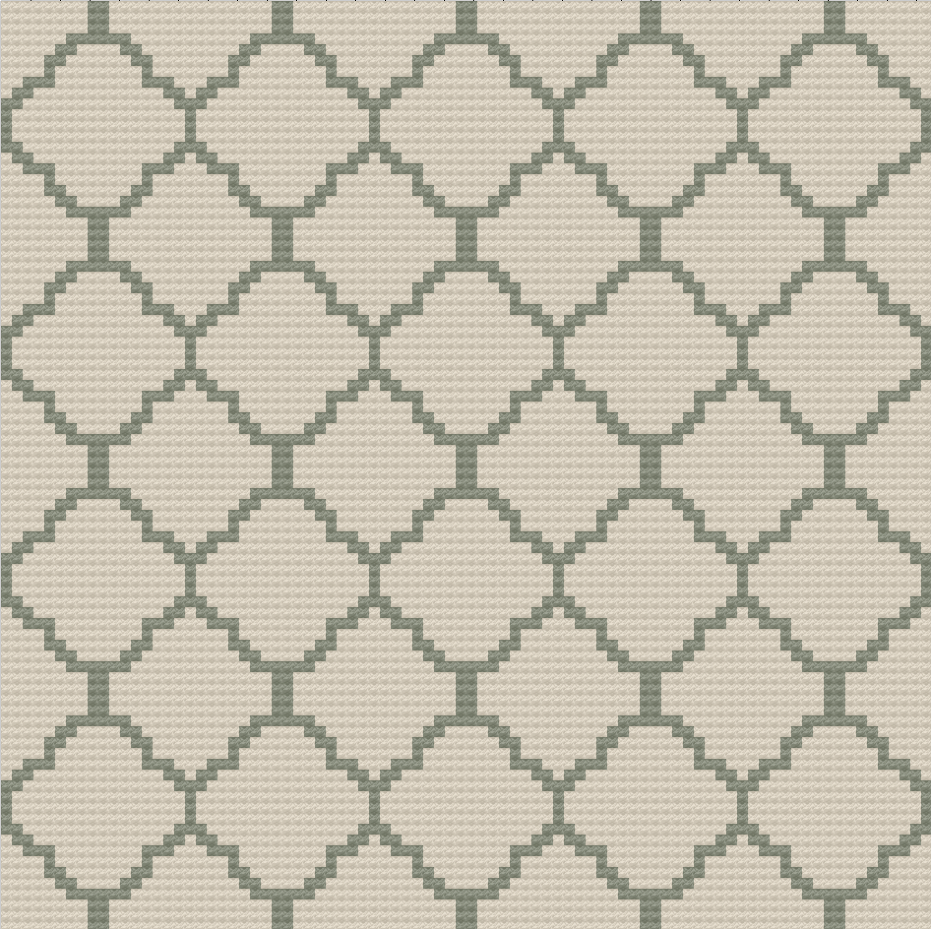 Simulation of a Quatrefoil Afghan, crocheted using C2C technique, in Premier Yarn colors of Linen Sage