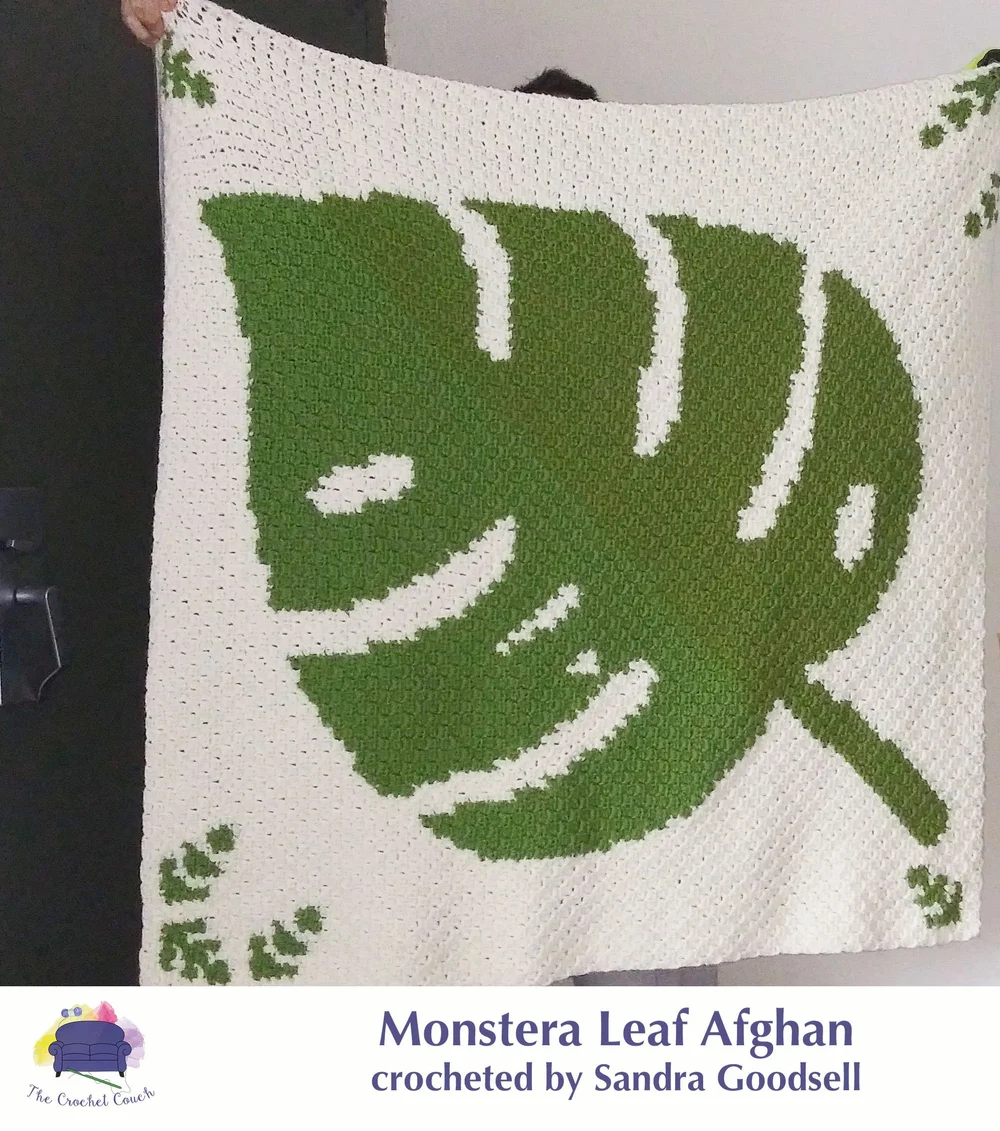 Monstera Leaf Afghan, C2C Crochet Pattern