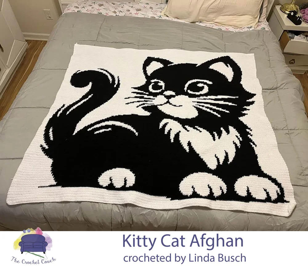 Black Cat Free Crochet Cat Blanket Pattern Kitty Cat Afghan, SC Or