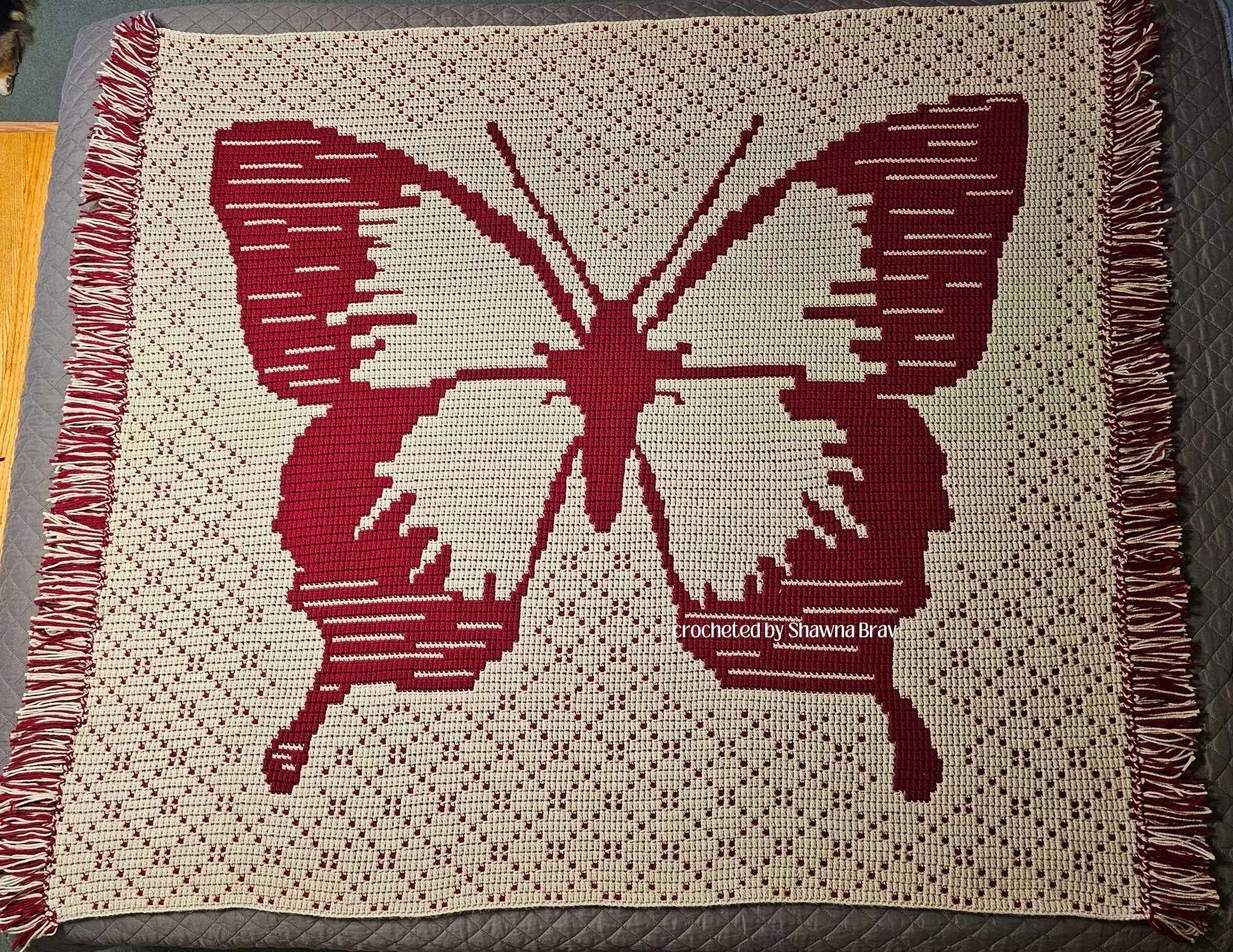 Blue Skies Butterfly Mosaic Afghan Crochet Pattern