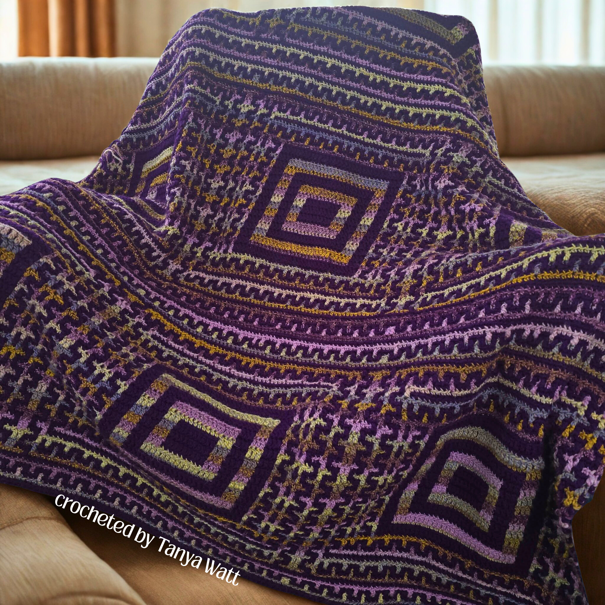 Mosaic Manor Afghan Overlay Mosaic Crochet Pattern, Geometric Crochet Blanket Pattern, Modern Mosaic Afghan, Crochet Throw Pattern