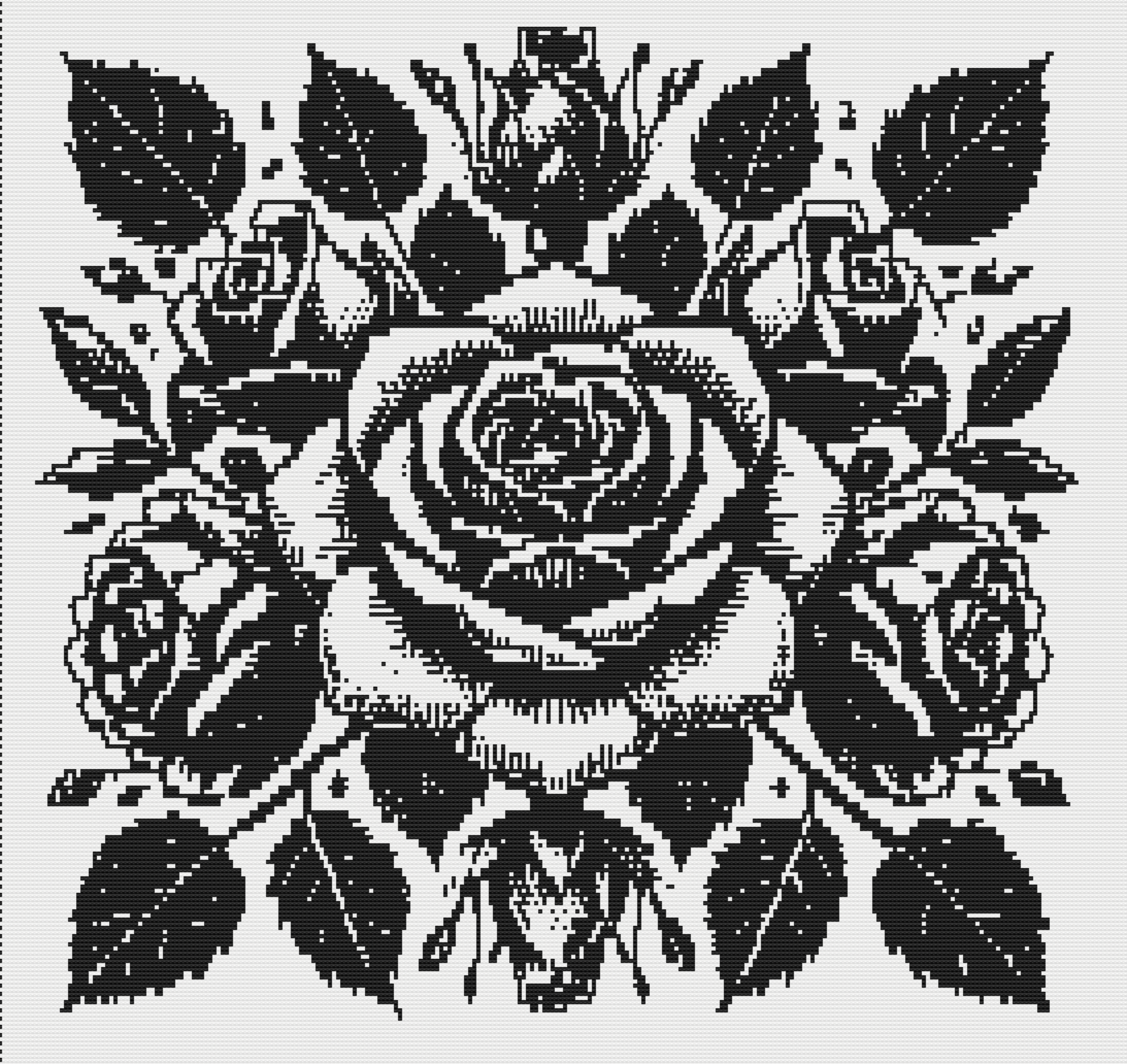 Midnight Rose Overlay Mosaic Afghan ~ Left Hand 