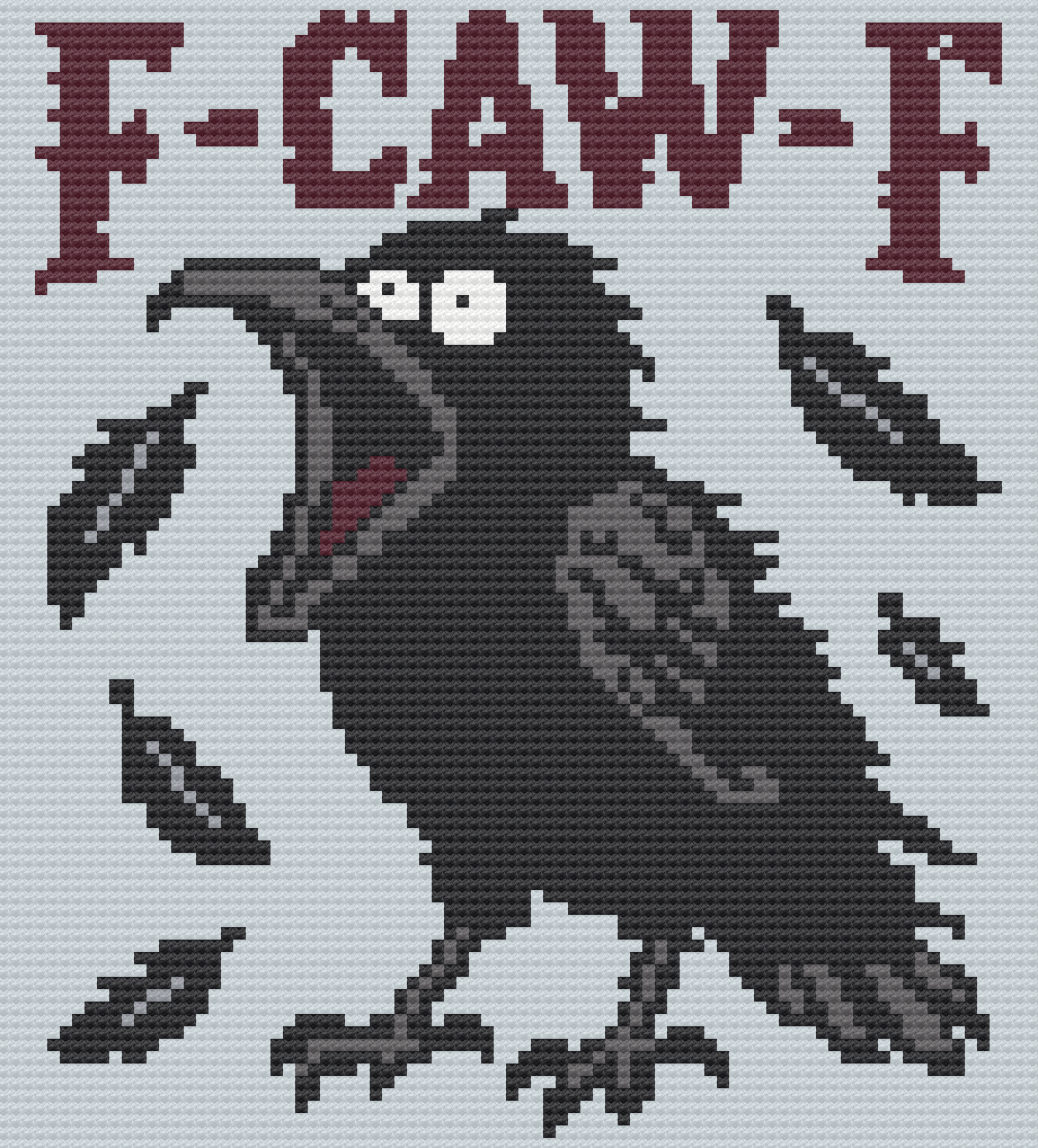 F-CAW-F Raven C2C Afghan Pattern, Funny Crow Crochet Blanket Pattern