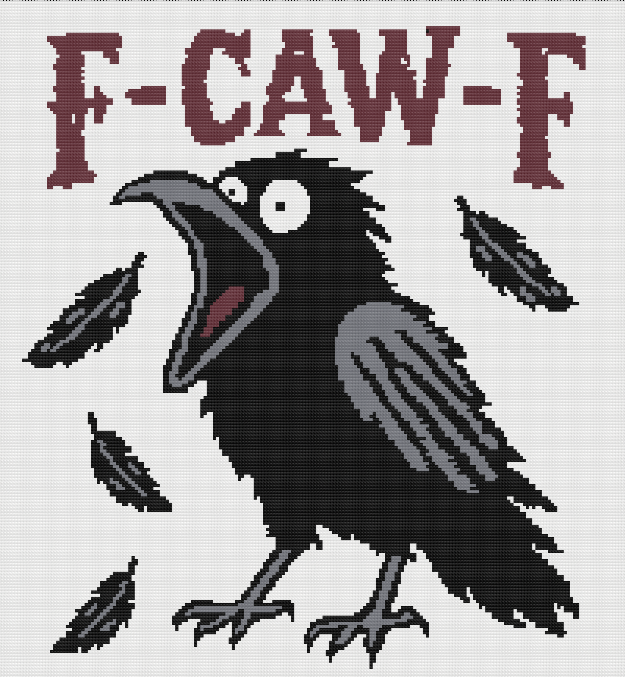 F-CAW-F Raven Afghan Pattern, Funny Raven Crochet Blanket Pattern, Gothic Crochet Pattern