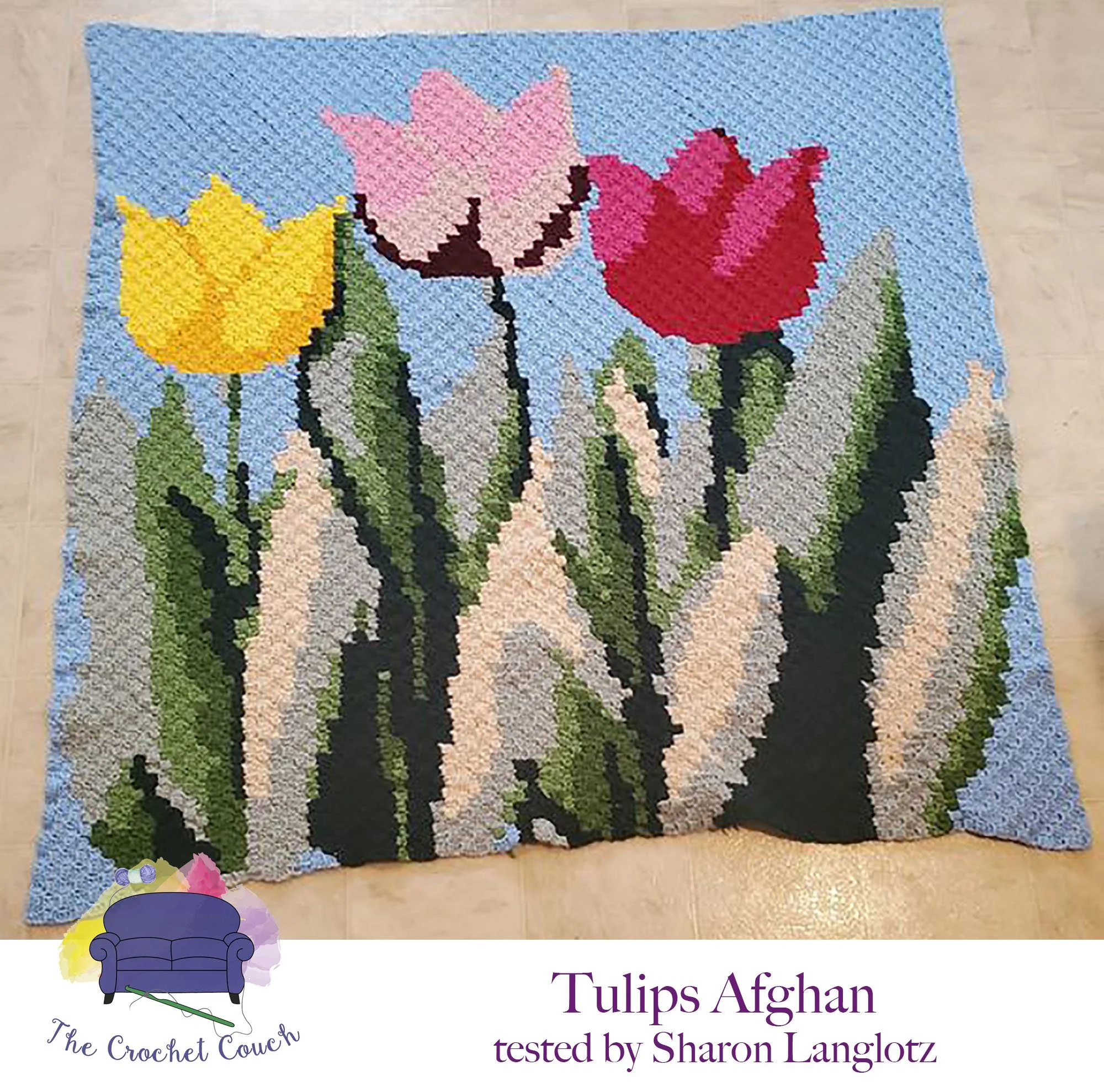 Tulips Afghan, C2C Crochet Pattern