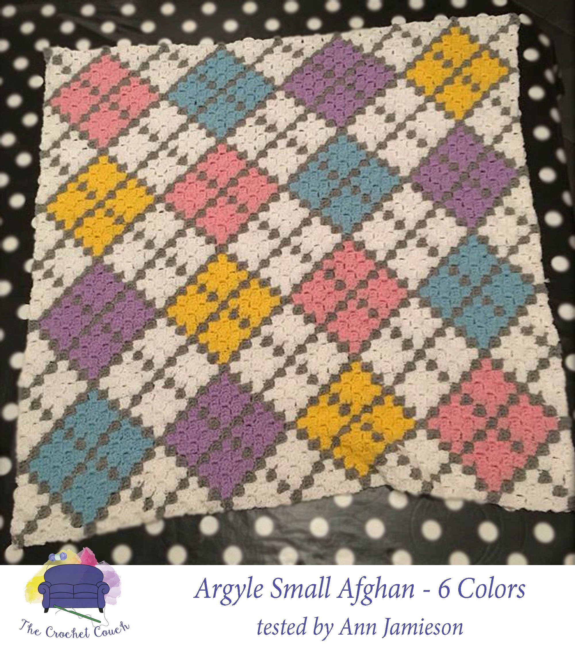 Argyle 6 Color  Baby Afghan, C2C Crochet Pattern