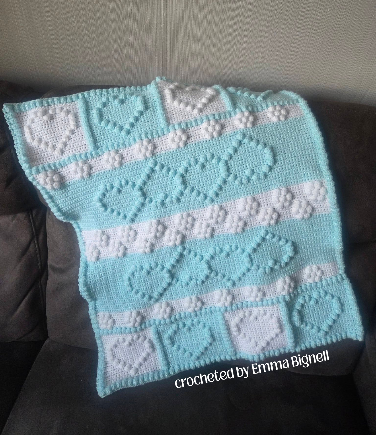 Little Sweetheart Baby Afghan, Bobble Stitch Crochet Pattern